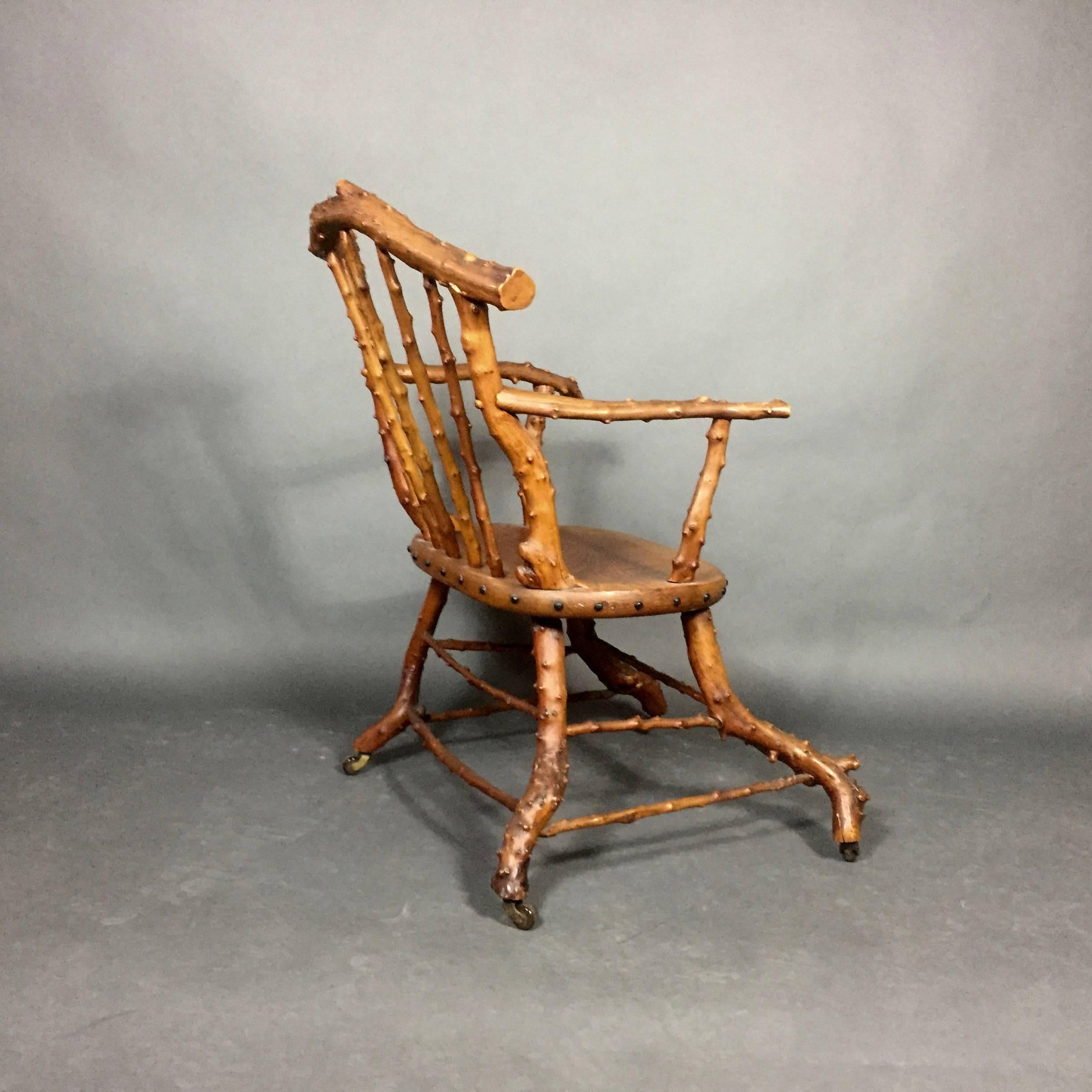 Exceptional 19th Century English Arts & Crafts Yew Wood Armchair 2