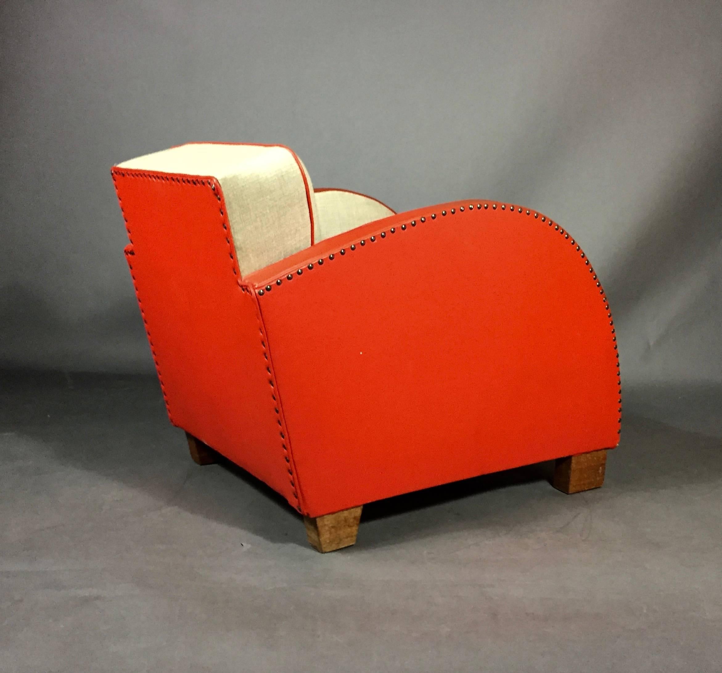 1930s Art Deco Club Chair, in Early Original Naugahyde 2