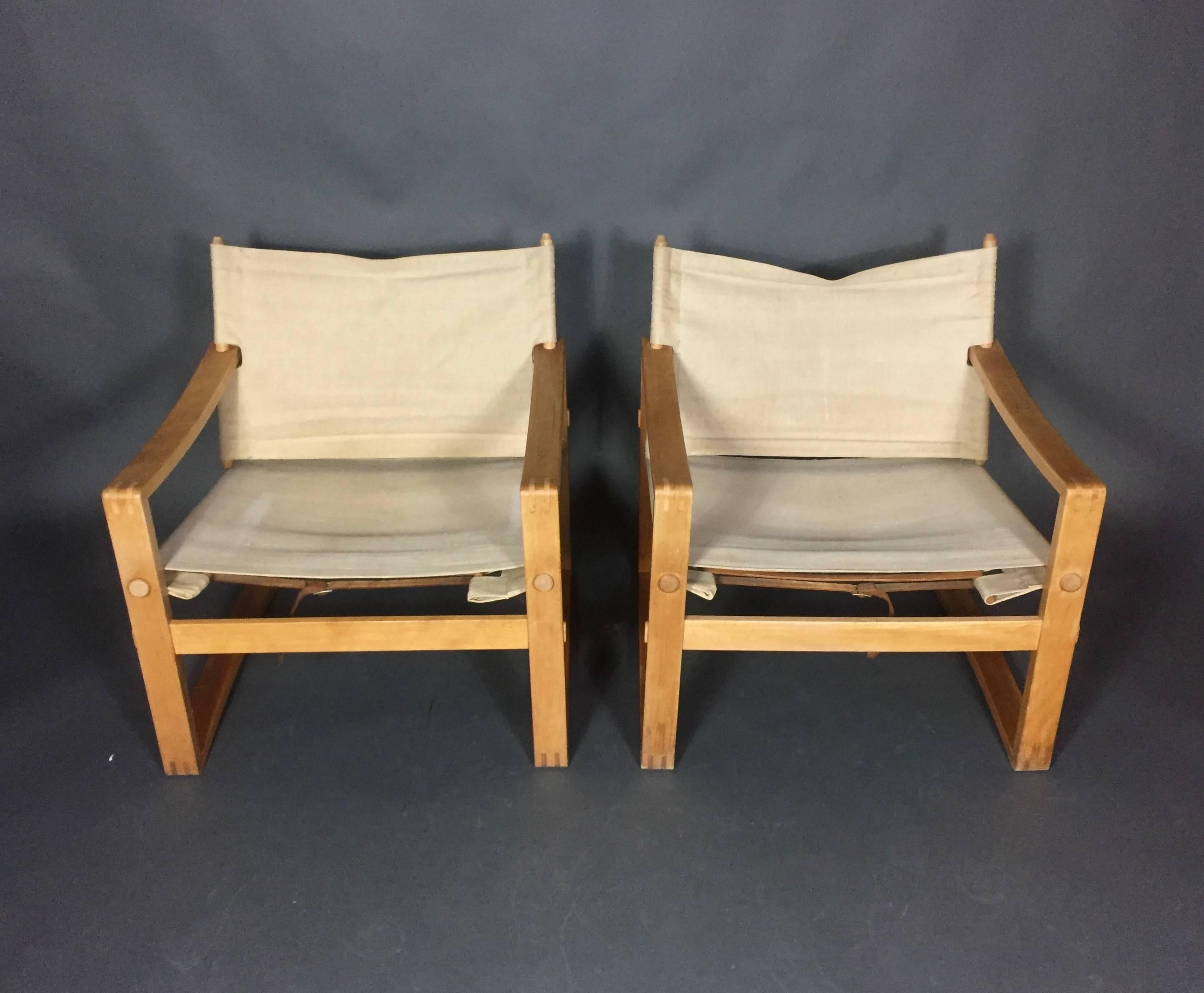 Scandinavian Modern Pair of Børge Jensen & Sønner Safari Chairs, Denmark, 1960s