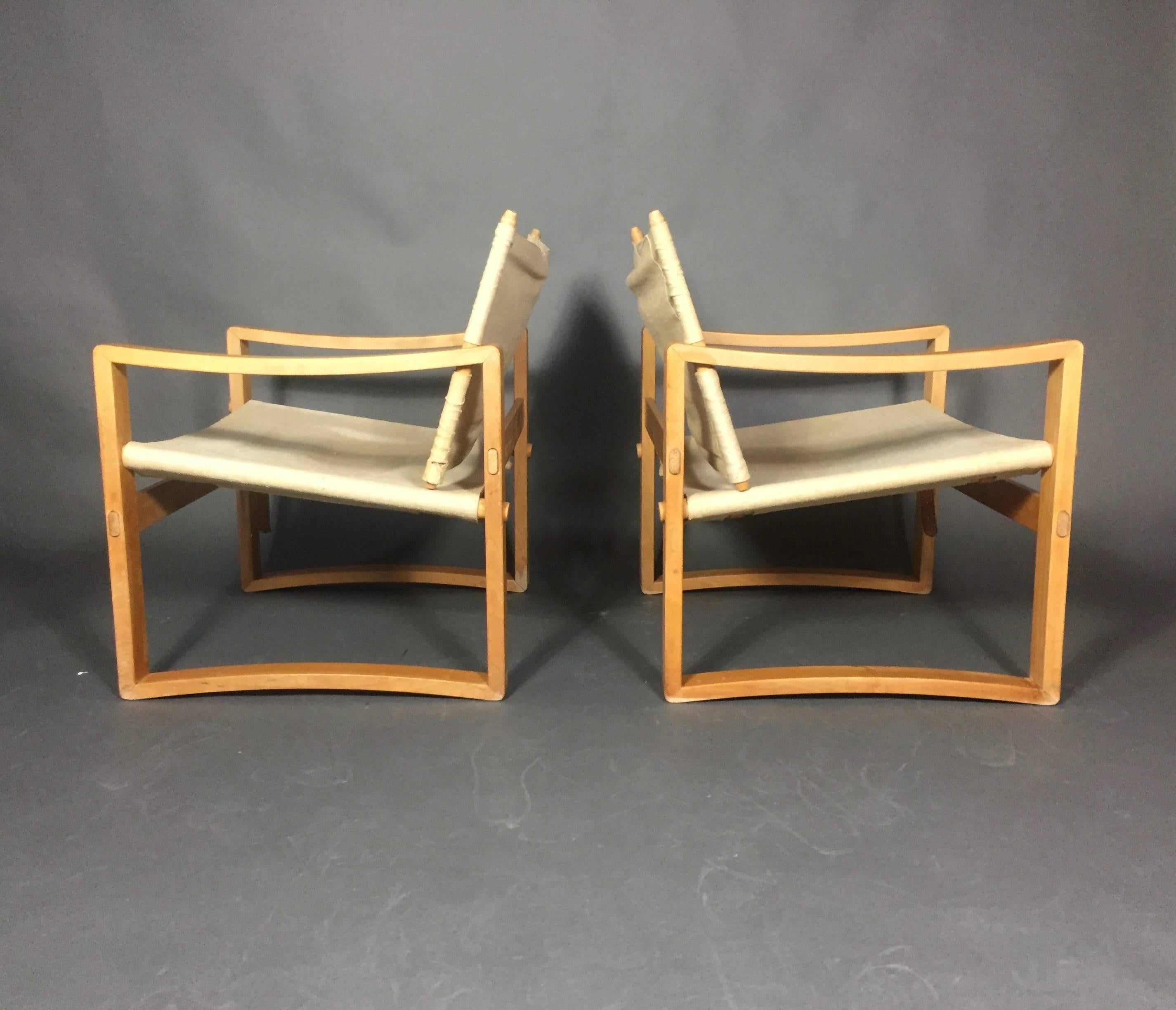 Danish Pair of Børge Jensen & Sønner Safari Chairs, Denmark, 1960s