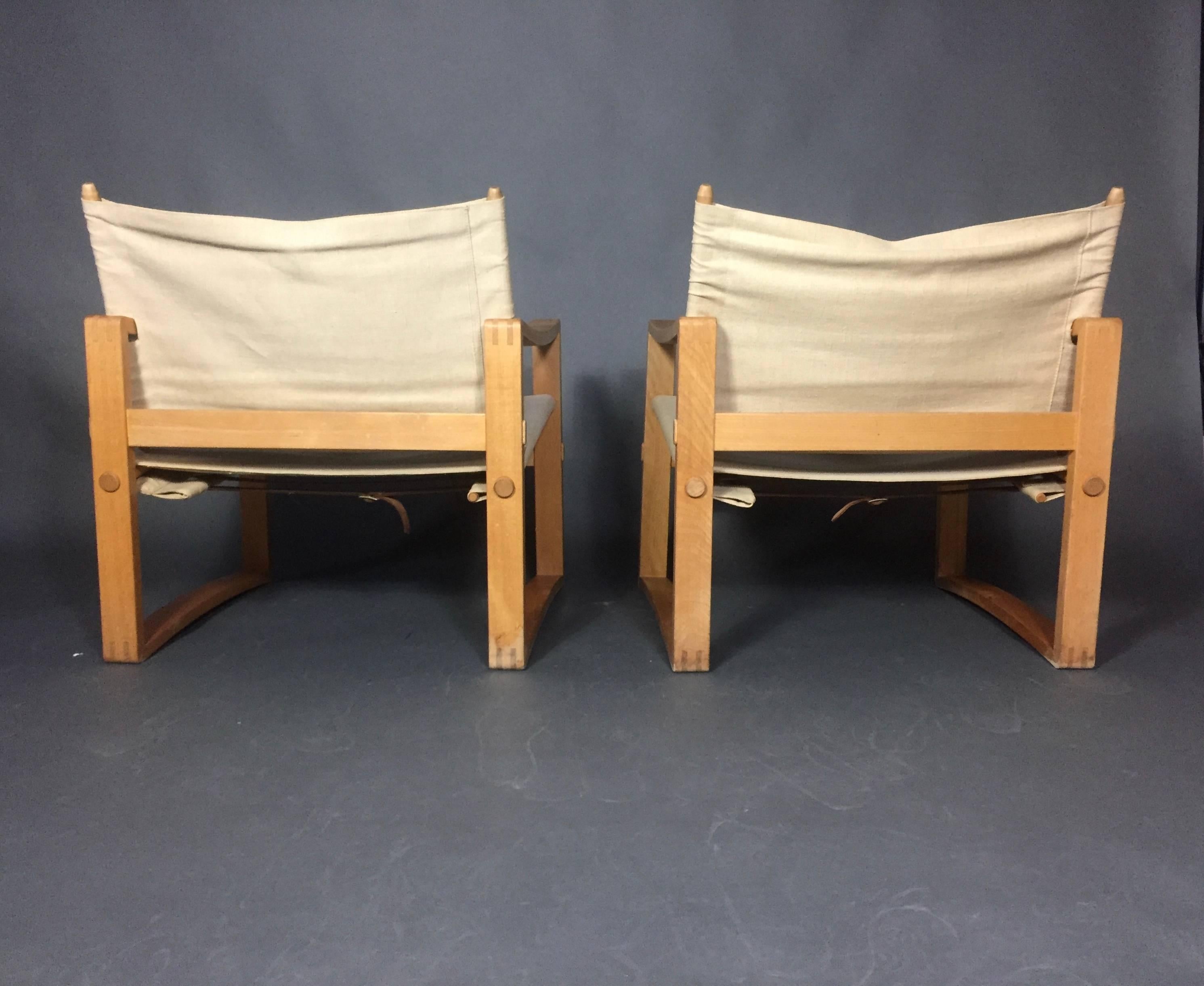 Pair of Børge Jensen & Sønner Safari Chairs, Denmark, 1960s In Good Condition In Hudson, NY