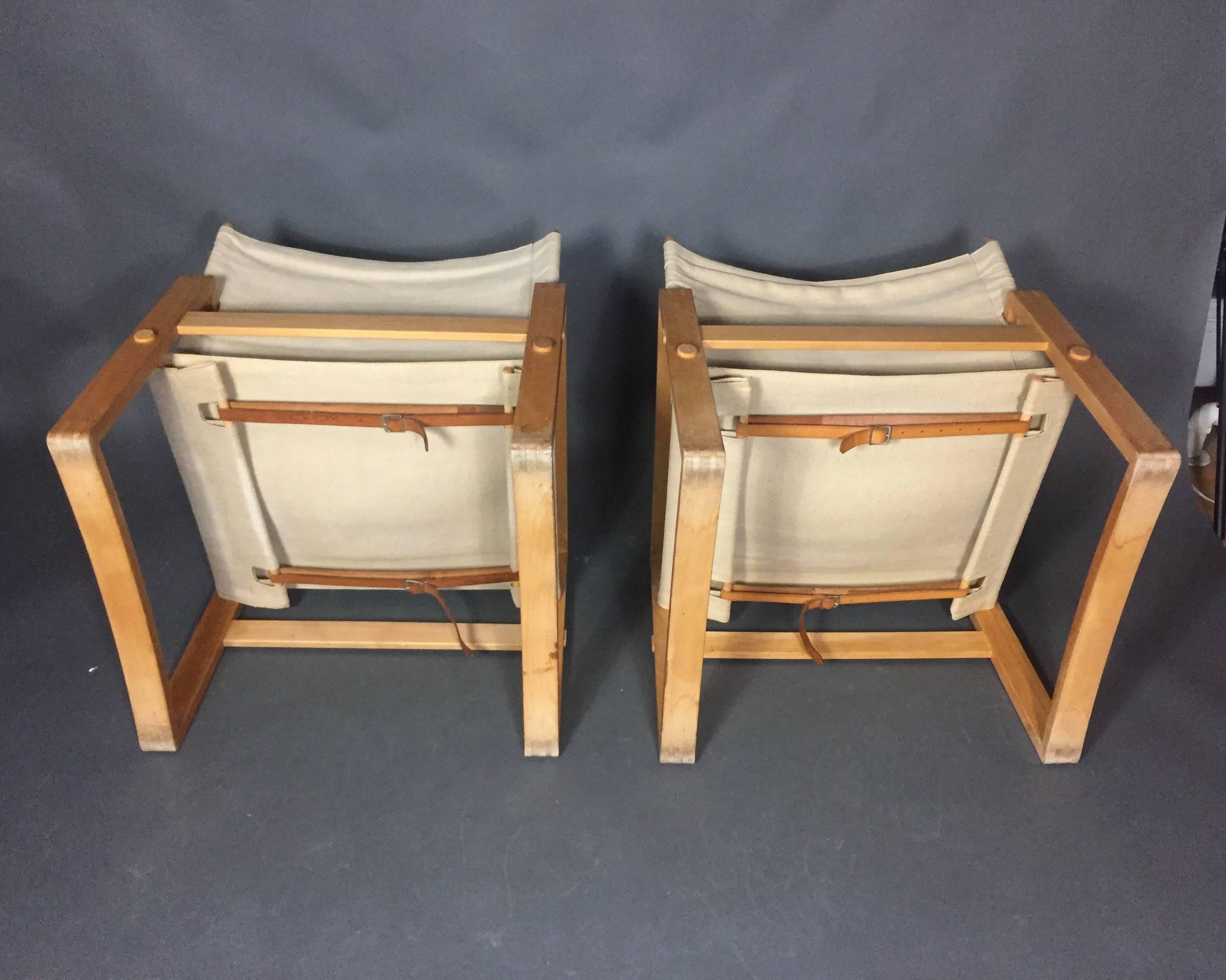 Mid-20th Century Pair of Børge Jensen & Sønner Safari Chairs, Denmark, 1960s