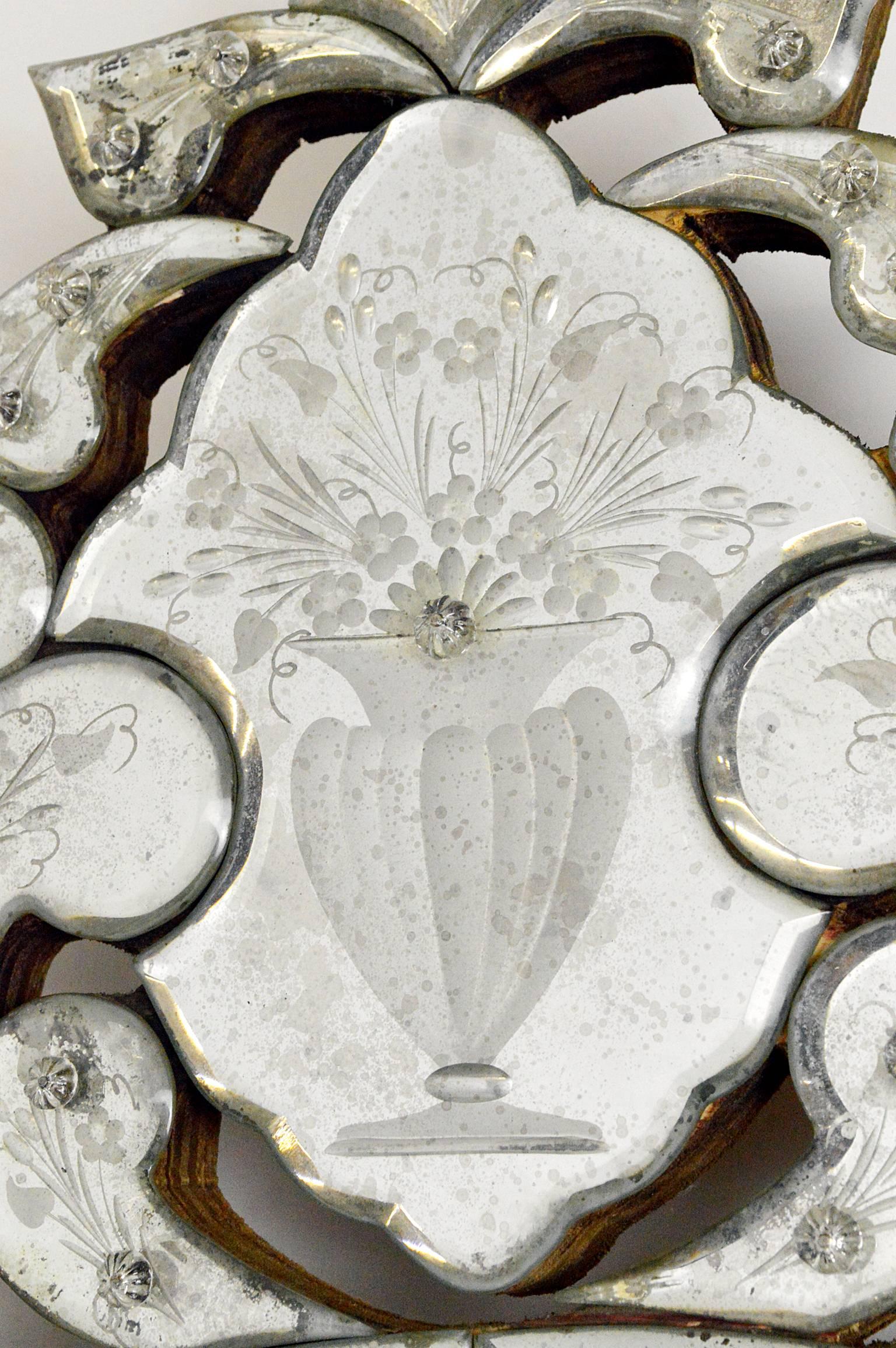 20th Century Antique Glass Venetian Mirror