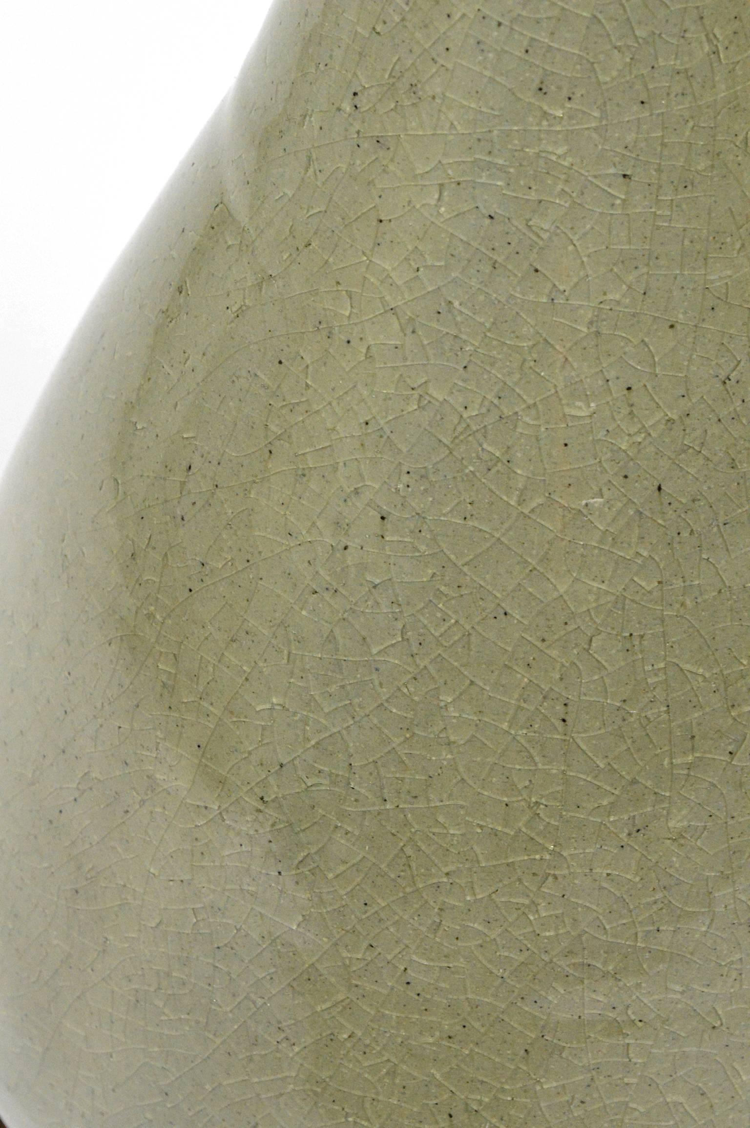 Asian Celadon Craquelure Vase Mounted as Lamp In Good Condition For Sale In Atlanta, GA