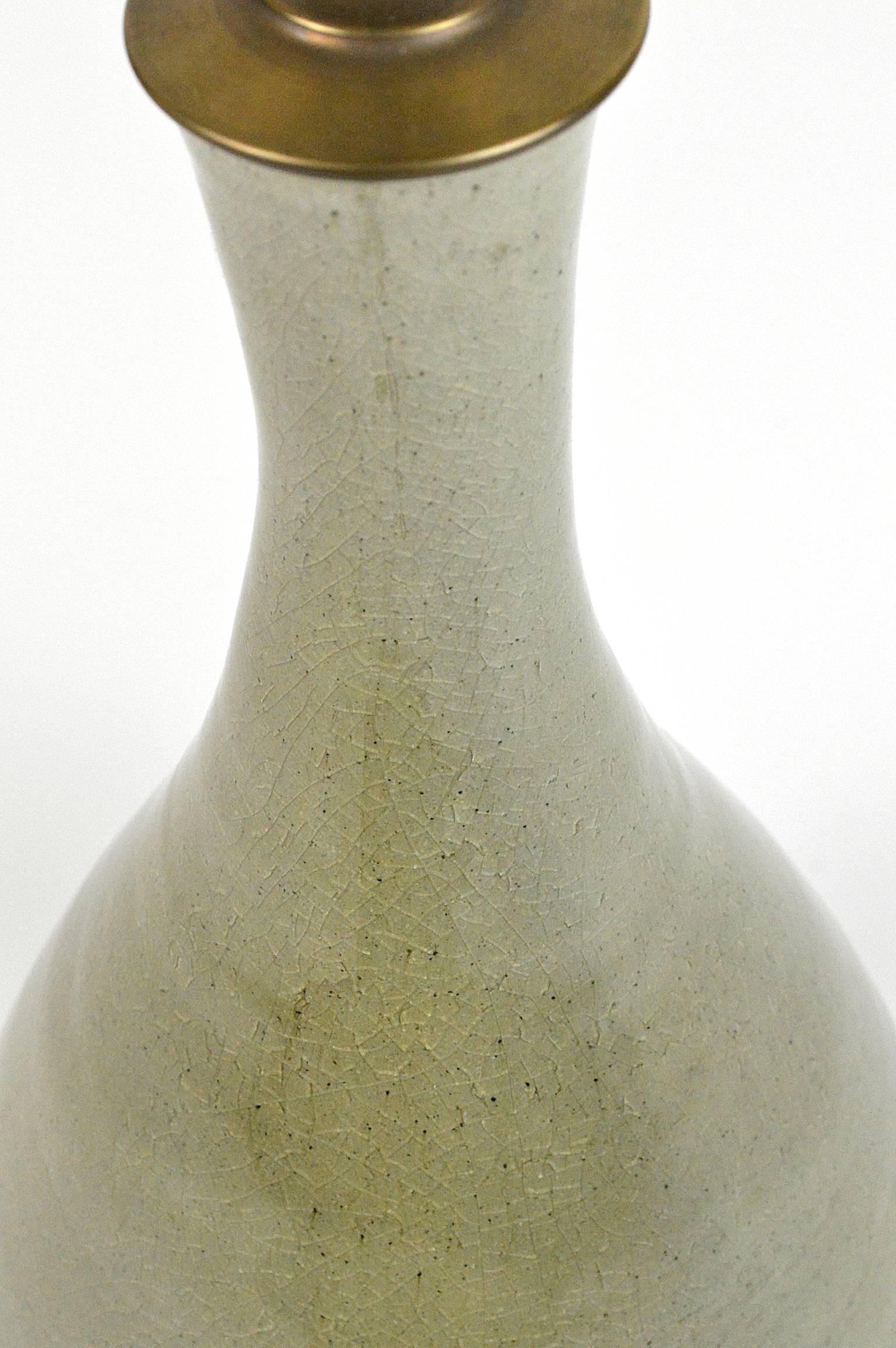 19th Century Asian Celadon Craquelure Vase Mounted as Lamp For Sale
