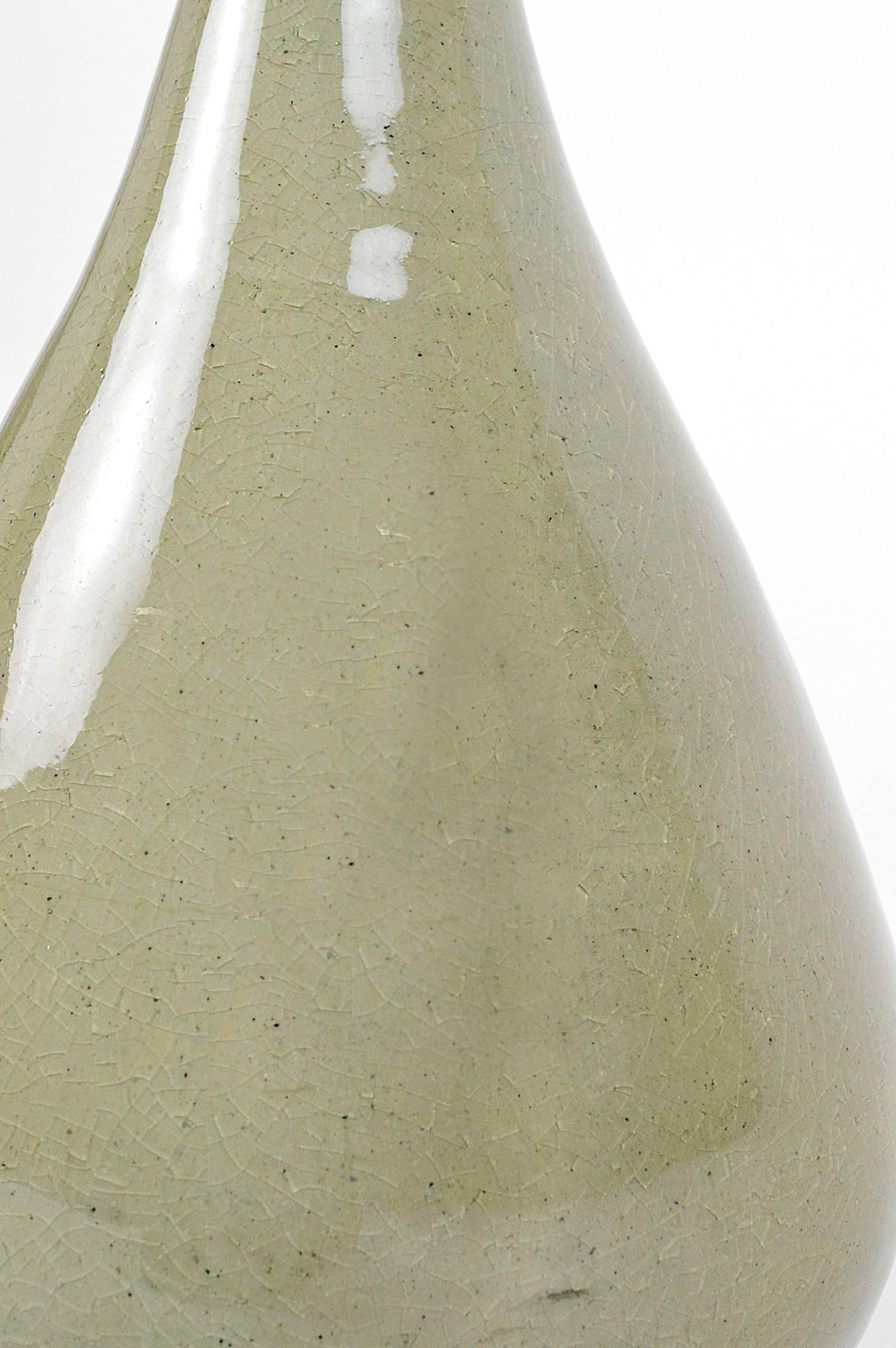 Porcelain Asian Celadon Craquelure Vase Mounted as Lamp For Sale