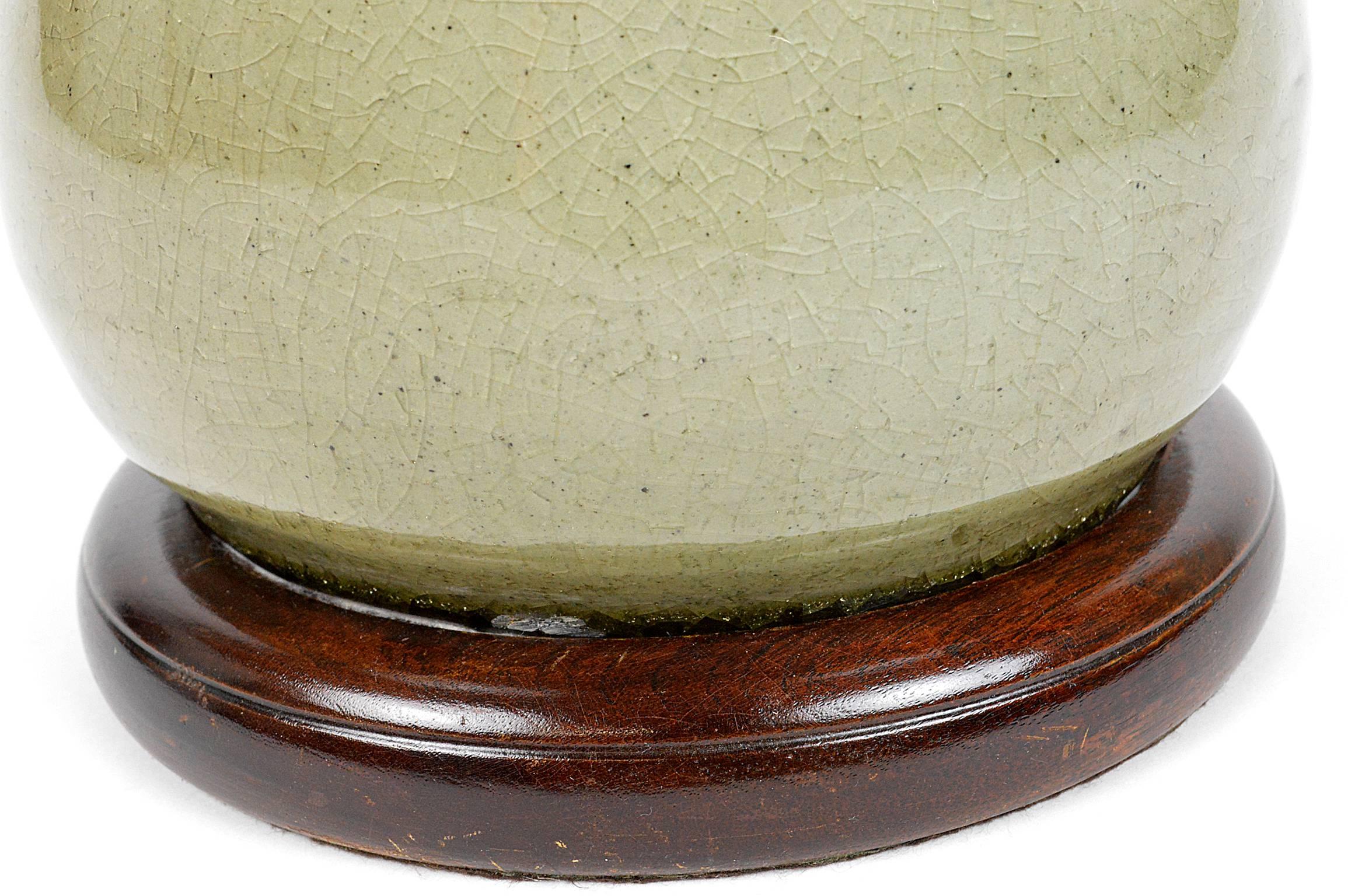 Asian Celadon Craquelure Vase Mounted as Lamp For Sale 1