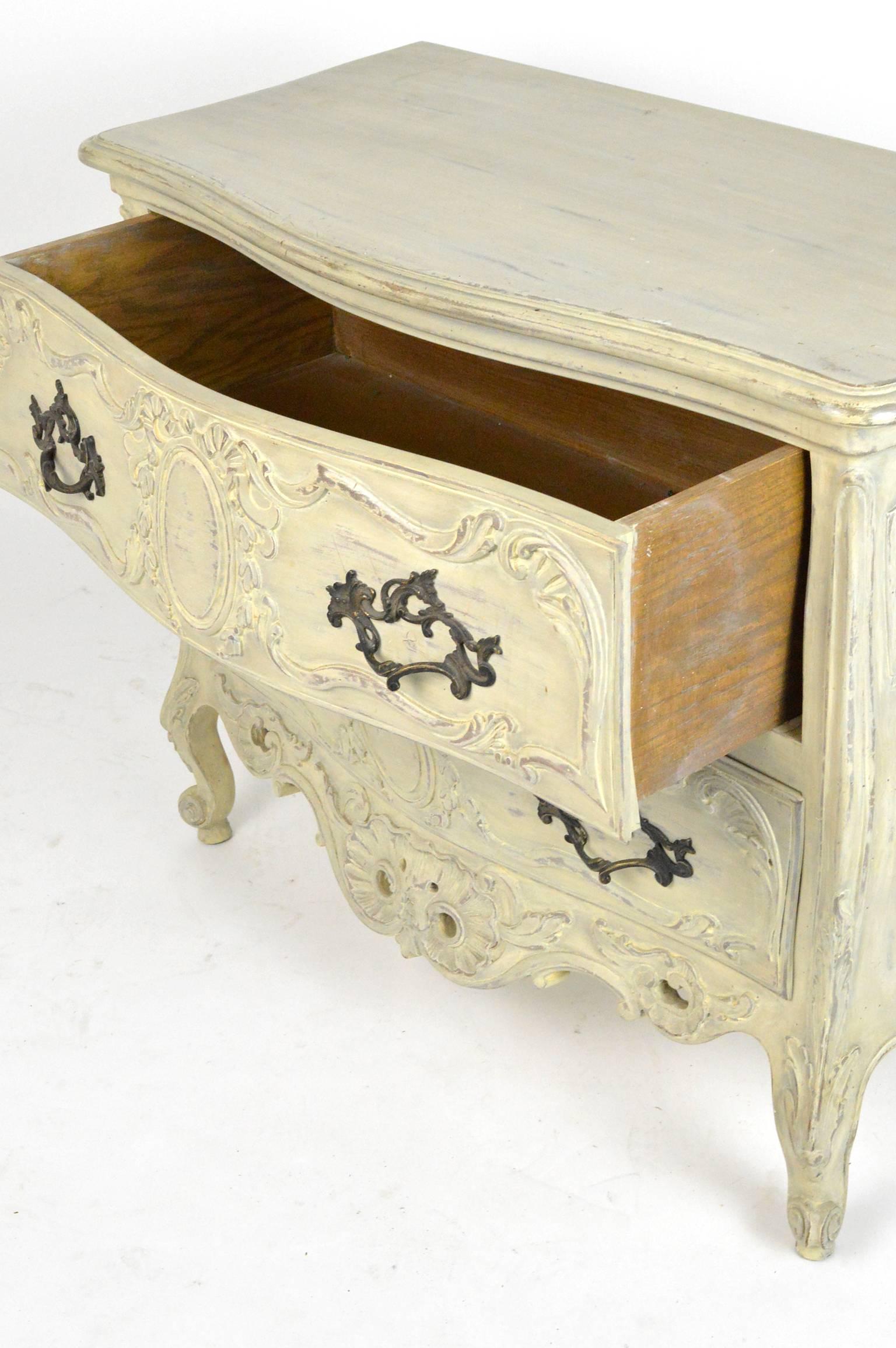 Wood French Baroque Style Painted Bombe Commode For Sale