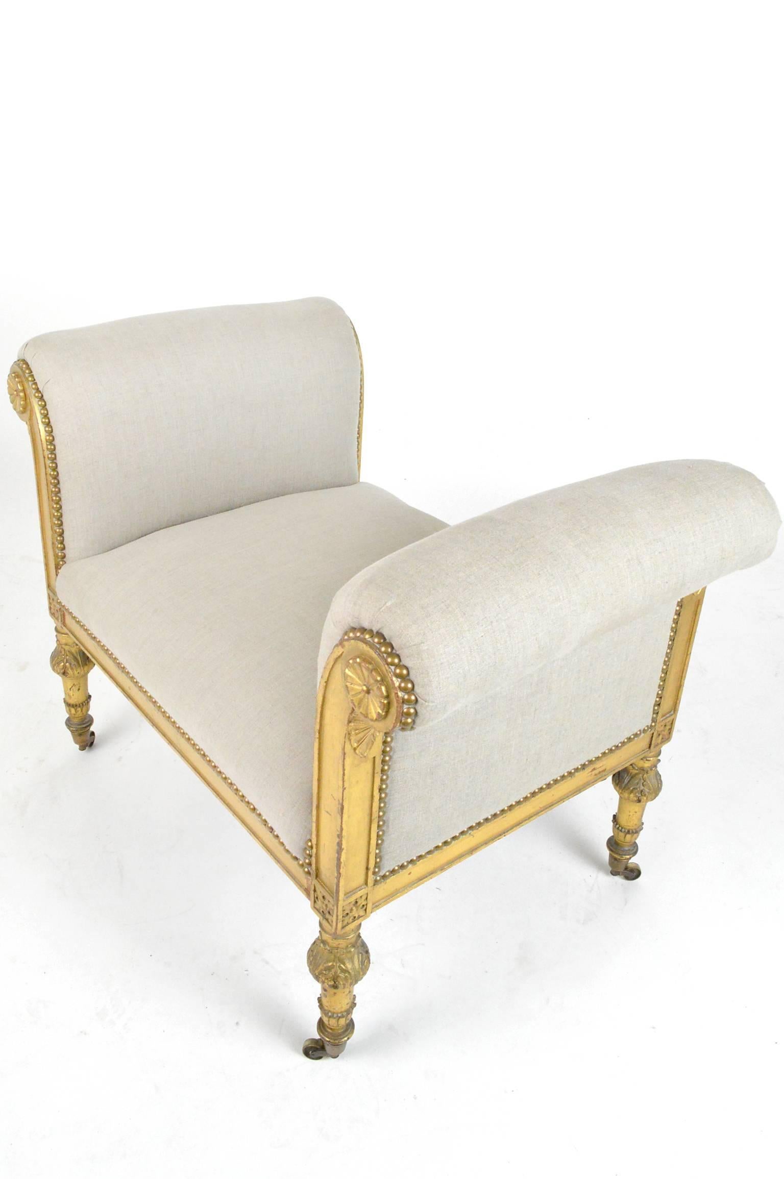 French Giltwood Bench or Window Seat For Sale 1