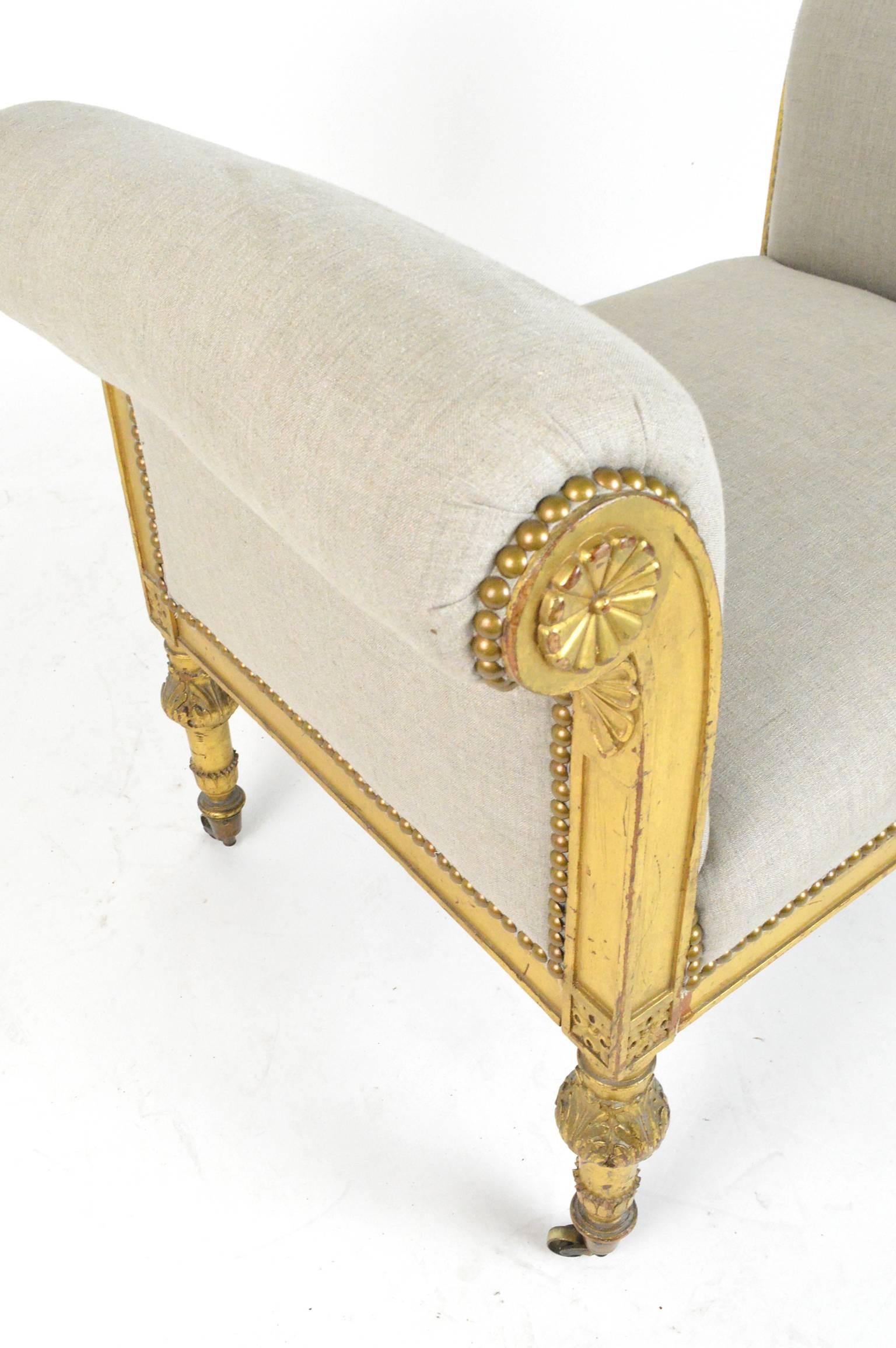 19th Century French Giltwood Bench or Window Seat For Sale