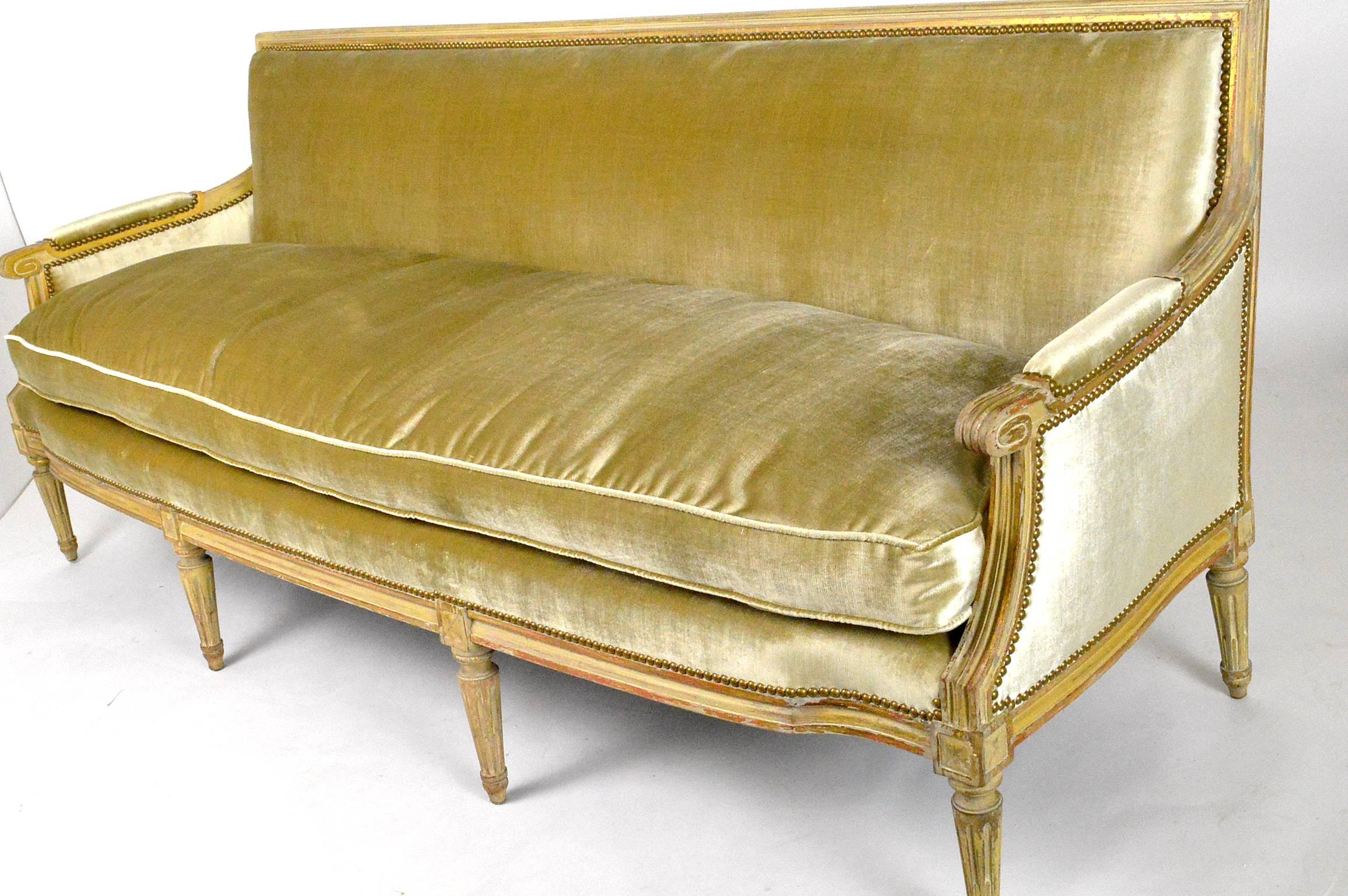 French Louis XVI Style Painted Canape Sofa 2