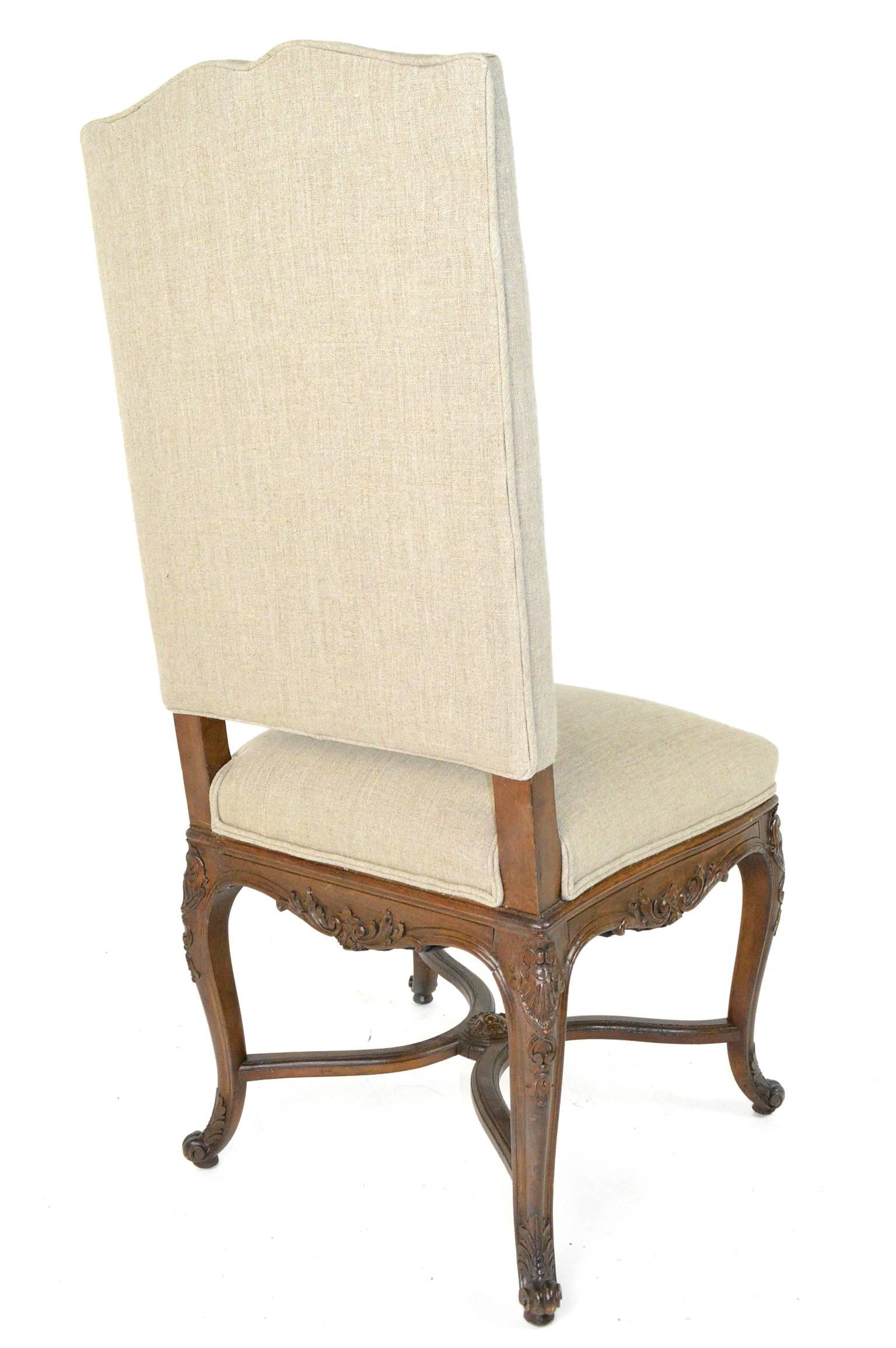 Set of Eight Louis XV Style Walnut Dining Chairs For Sale 2