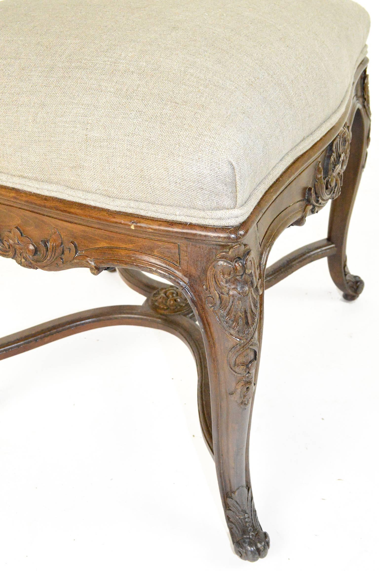 Set of Eight Louis XV Style Walnut Dining Chairs For Sale 3
