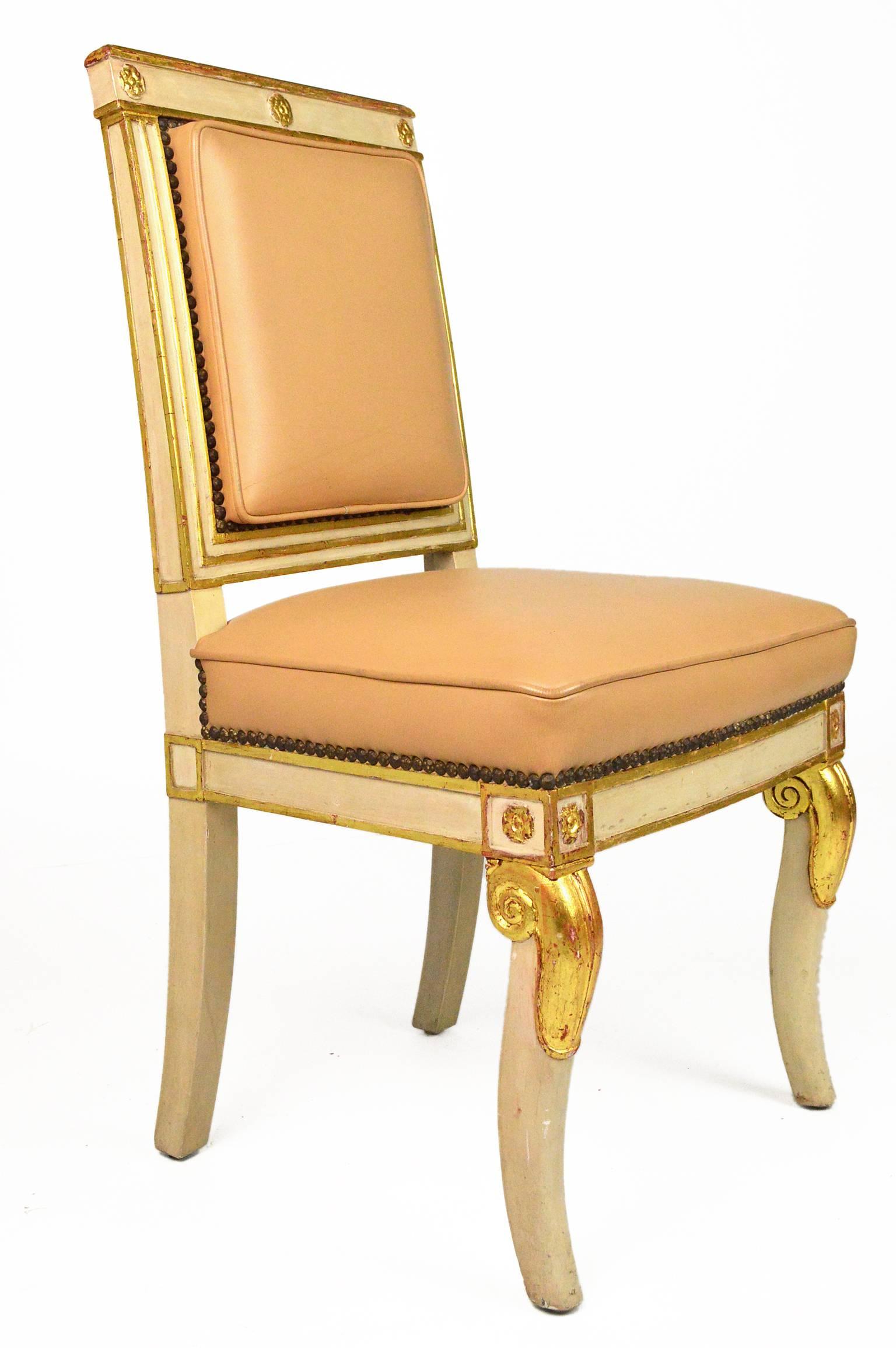 French Empire leather covered side chair.
Provenance: Collection of interior designer, Thomas Britt, NY.
