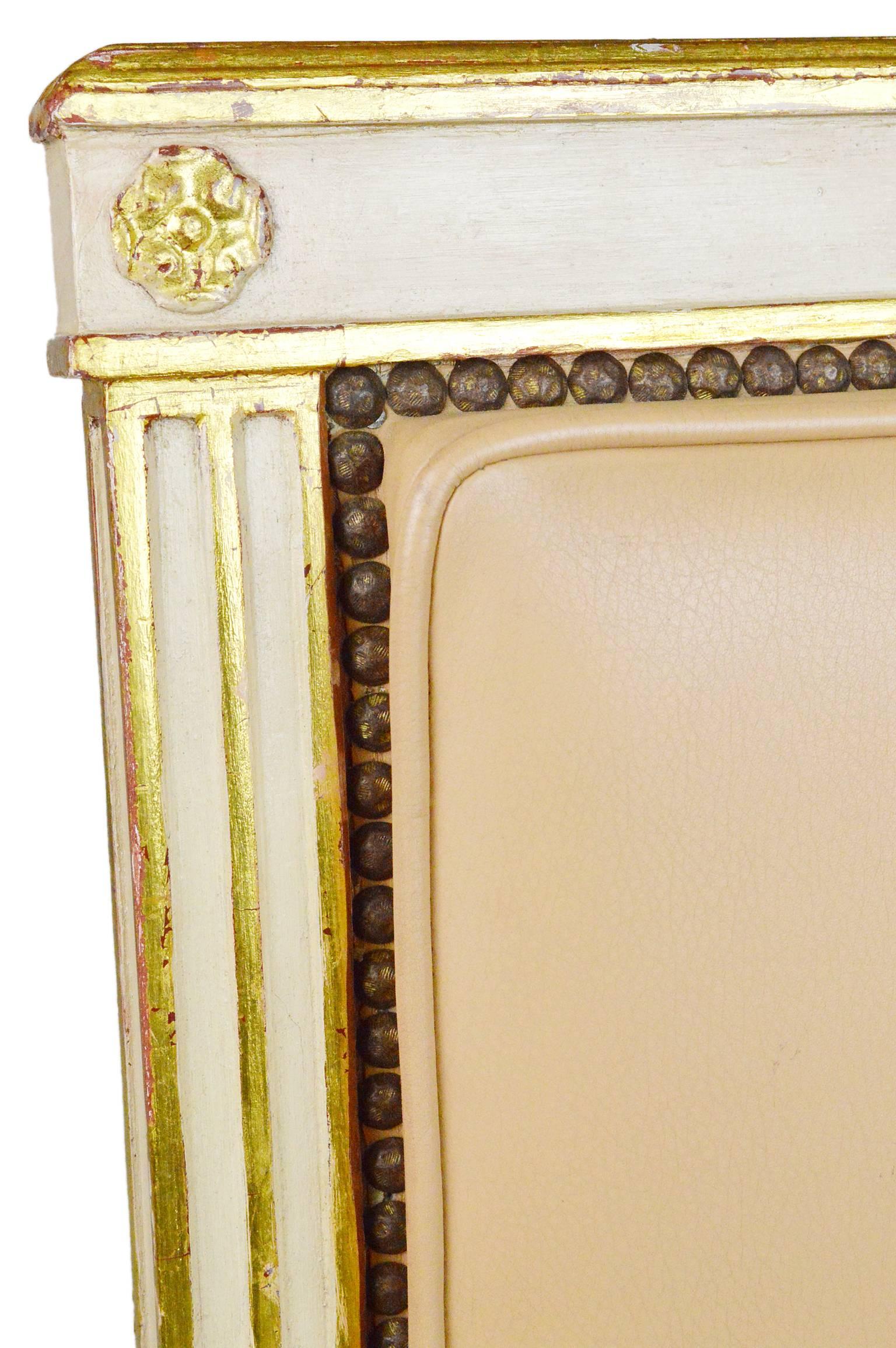 French Empire Leather Covered Side Chair 1