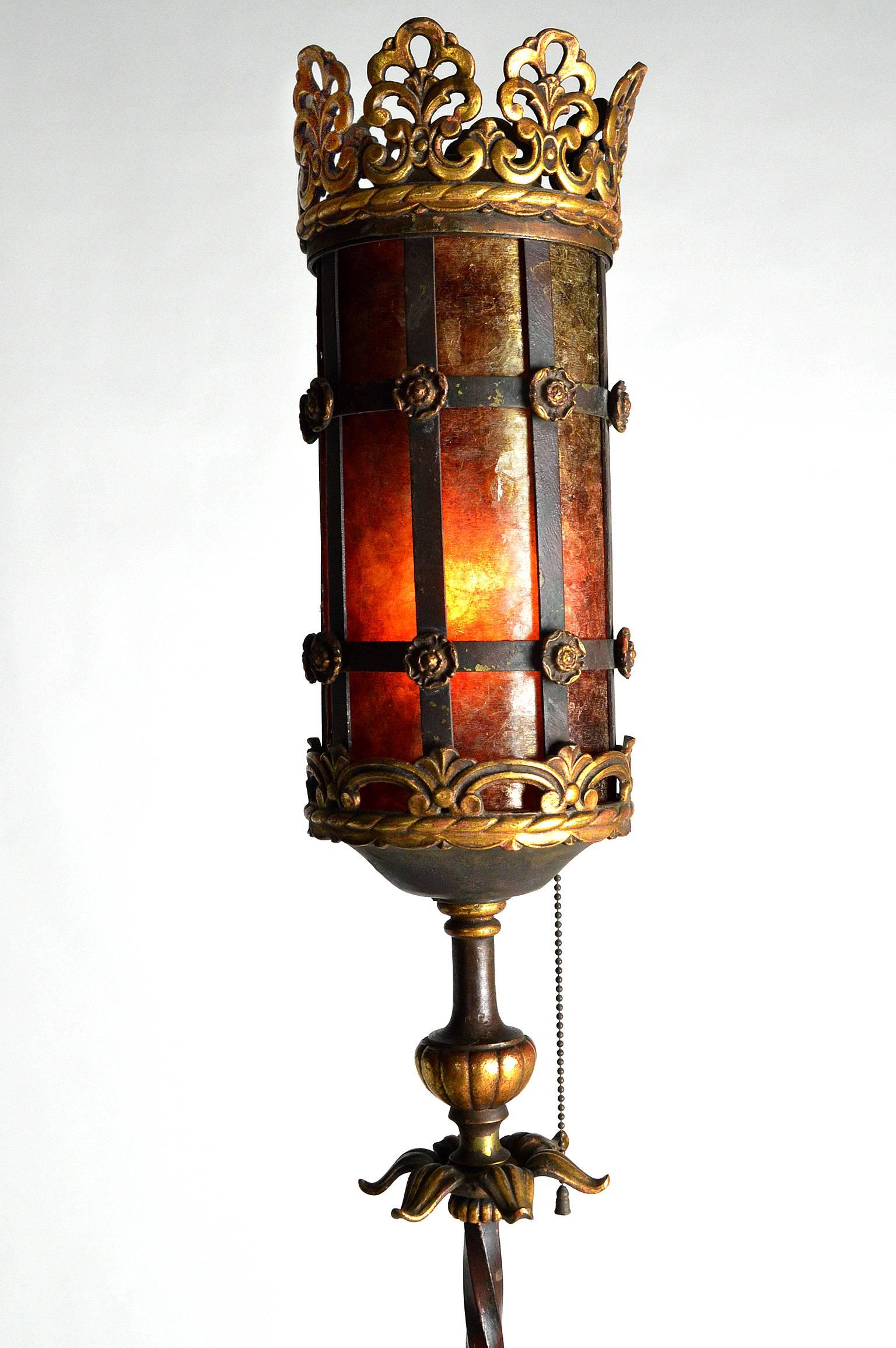 American Pair of Early 20th Century Oscar Bach Style Floor Lamps For Sale