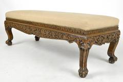 Asian Carved Teak Wood Bench