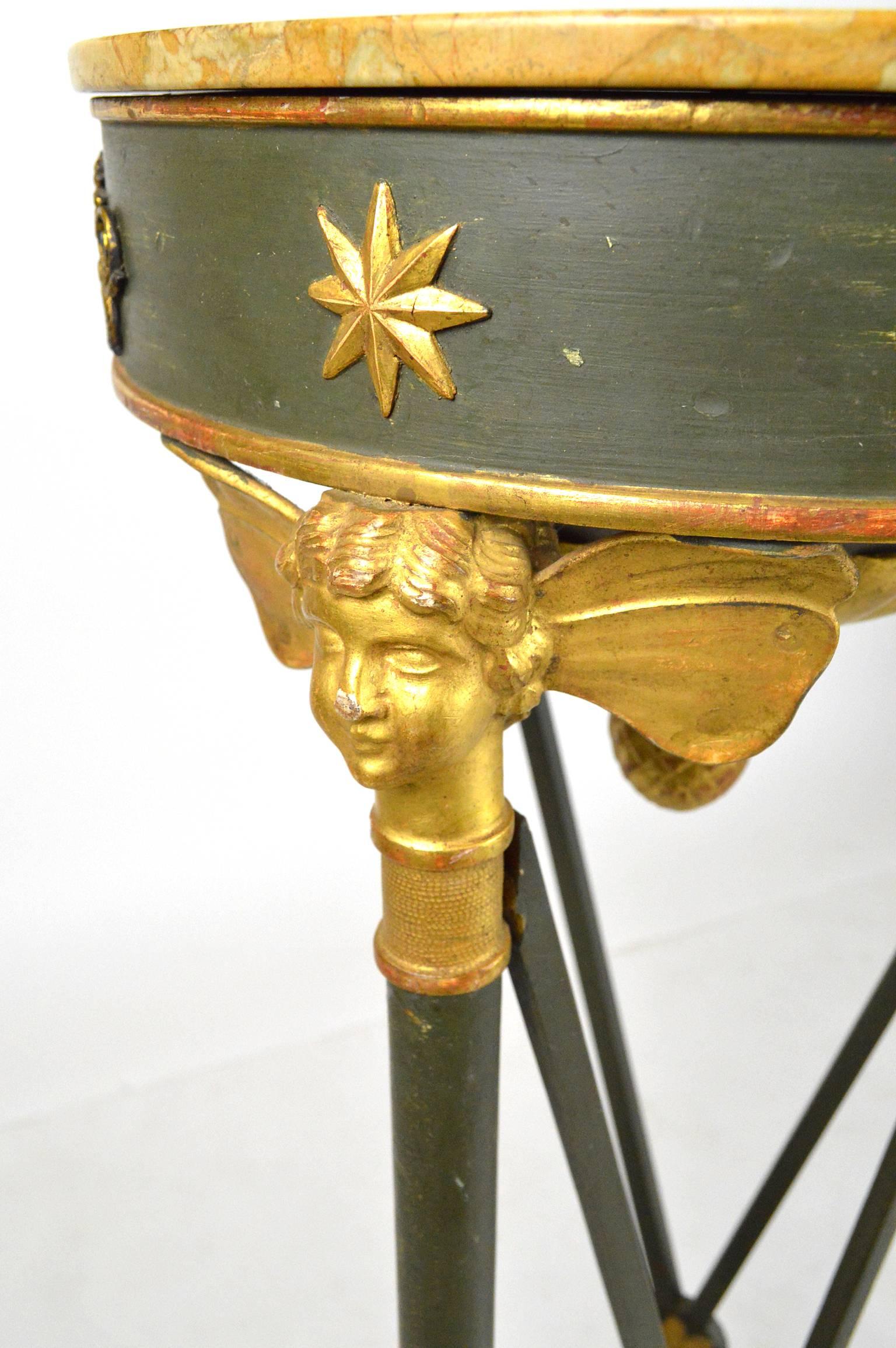 French Empire Style Gilt and Painted Wood Pedestal For Sale 1