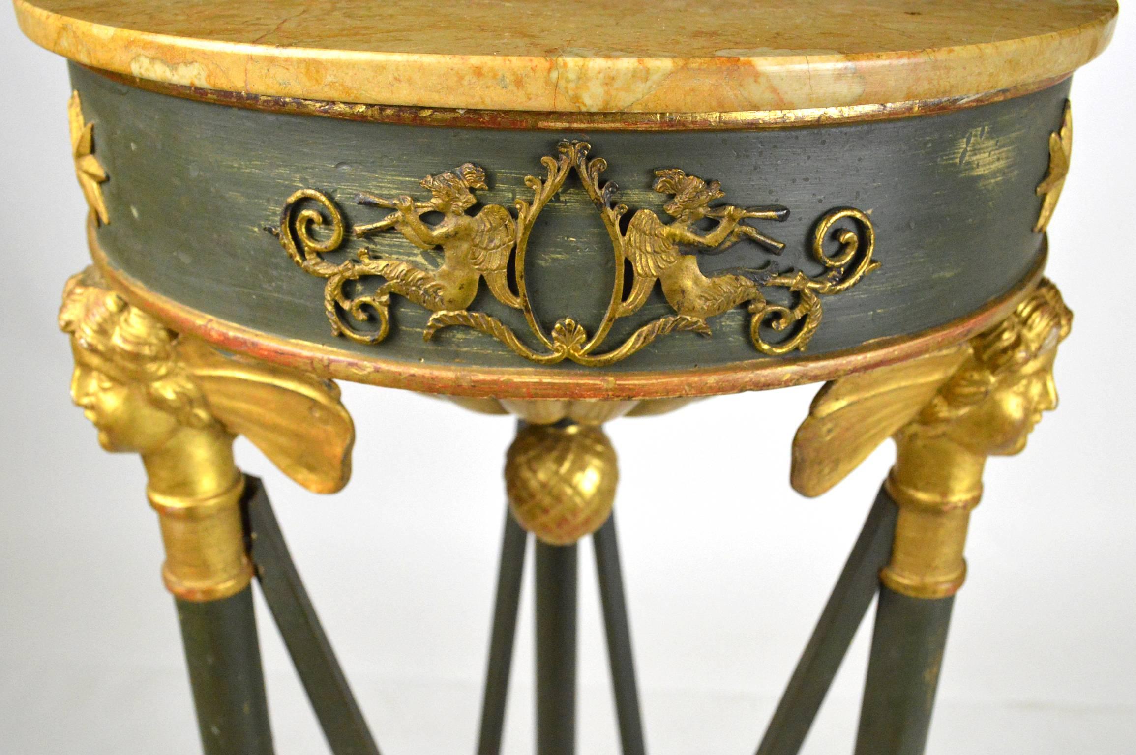 French Empire Style Gilt and Painted Wood Pedestal In Good Condition For Sale In Atlanta, GA