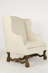 French Walnut Large-Scale Wingback Armchair