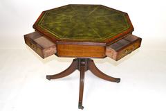19th Century English Mahogany Four-Drawer Drum Table