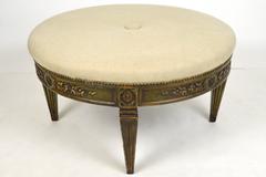 French Neoclassical Style Carved Wood and Painted Ottoman