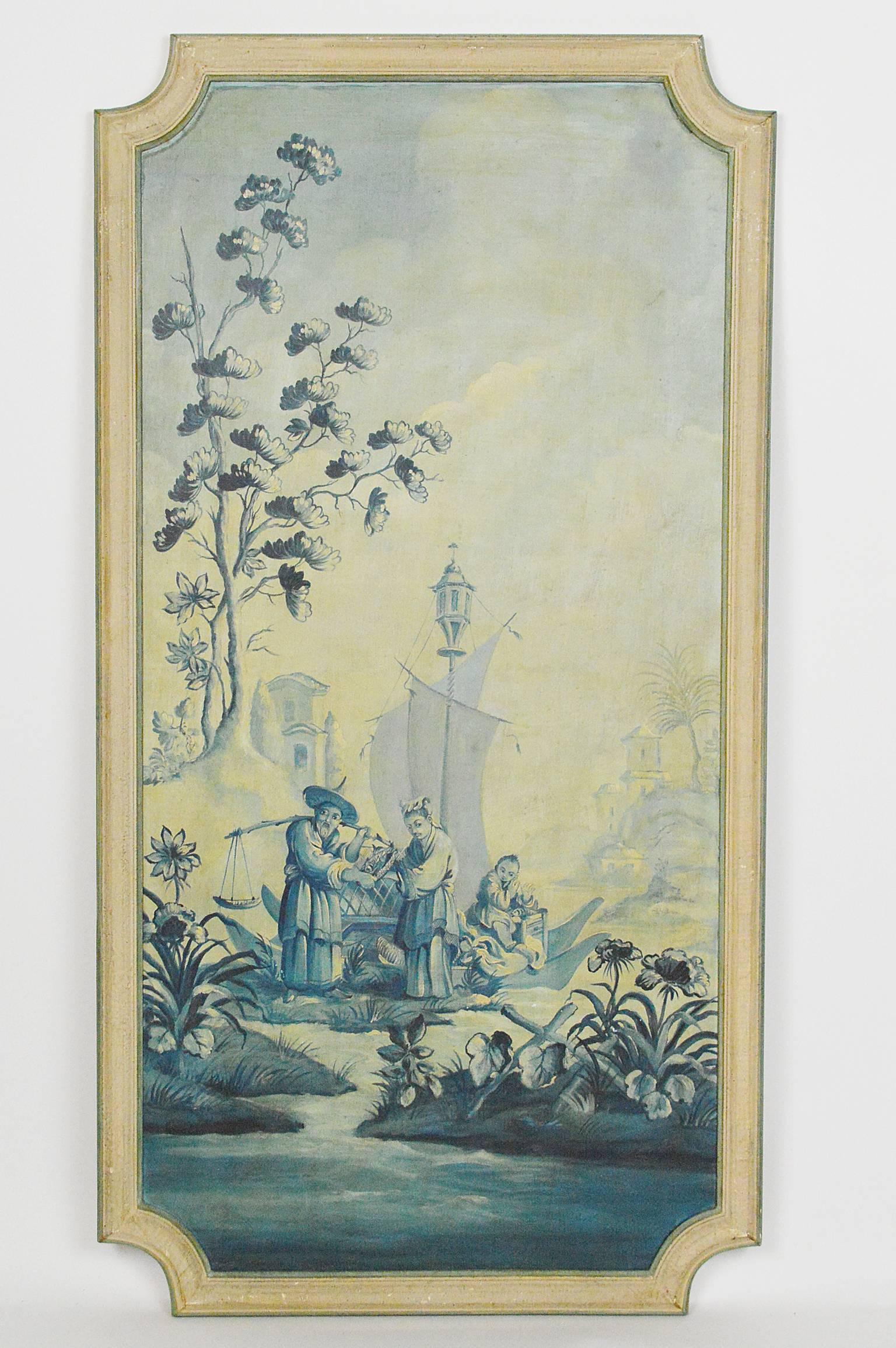 French Louis XVI style chinoiserie decorated oil on canvas paintings.
Provenance: Iris Apfel, New York.