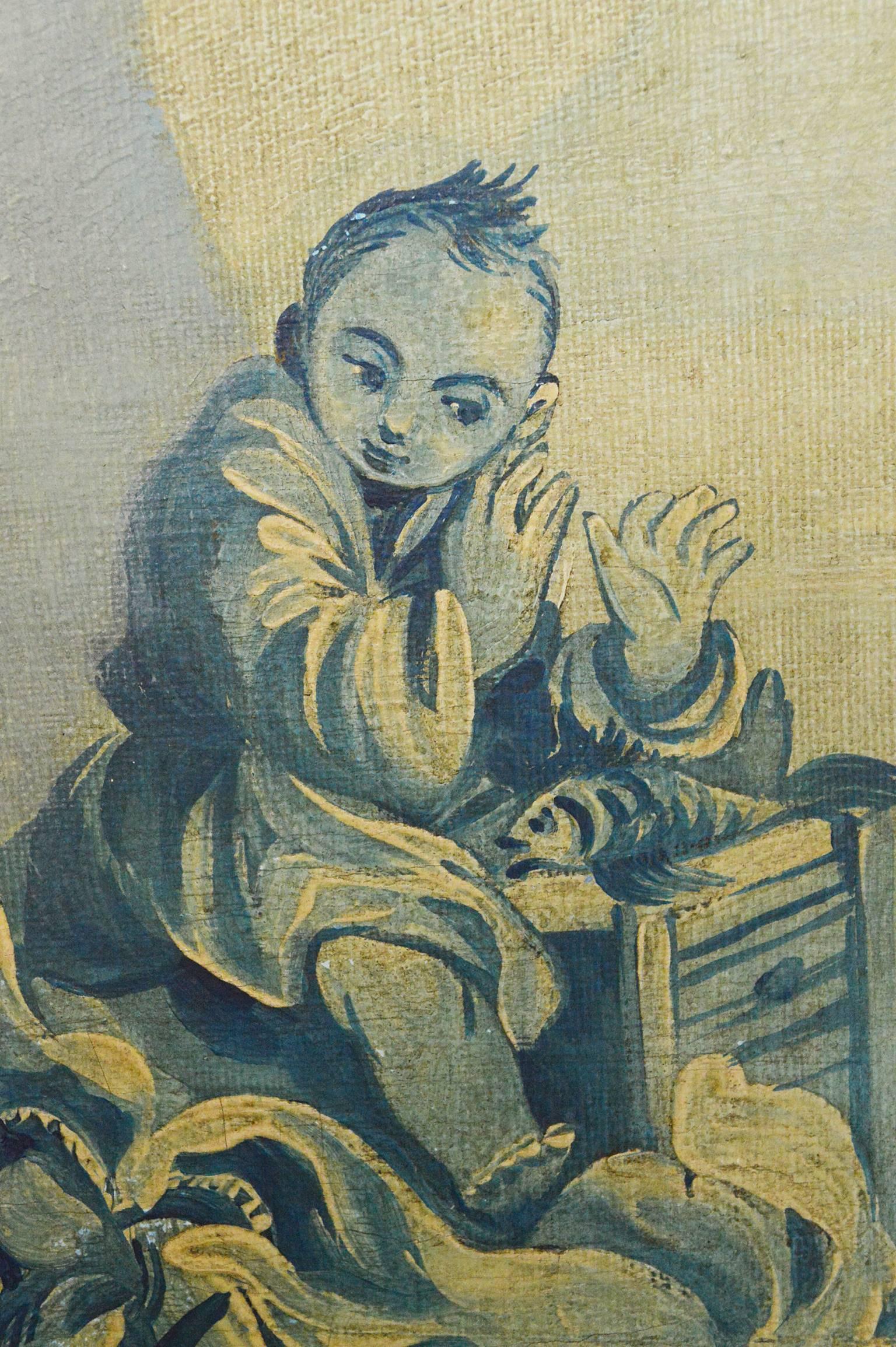 French Louis XVI Style Chinoiserie Decorated Oil on Canvas Paintings In Good Condition For Sale In Atlanta, GA