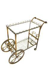 Mid-Century Gilt Iron Bar Cart or Tea Cart