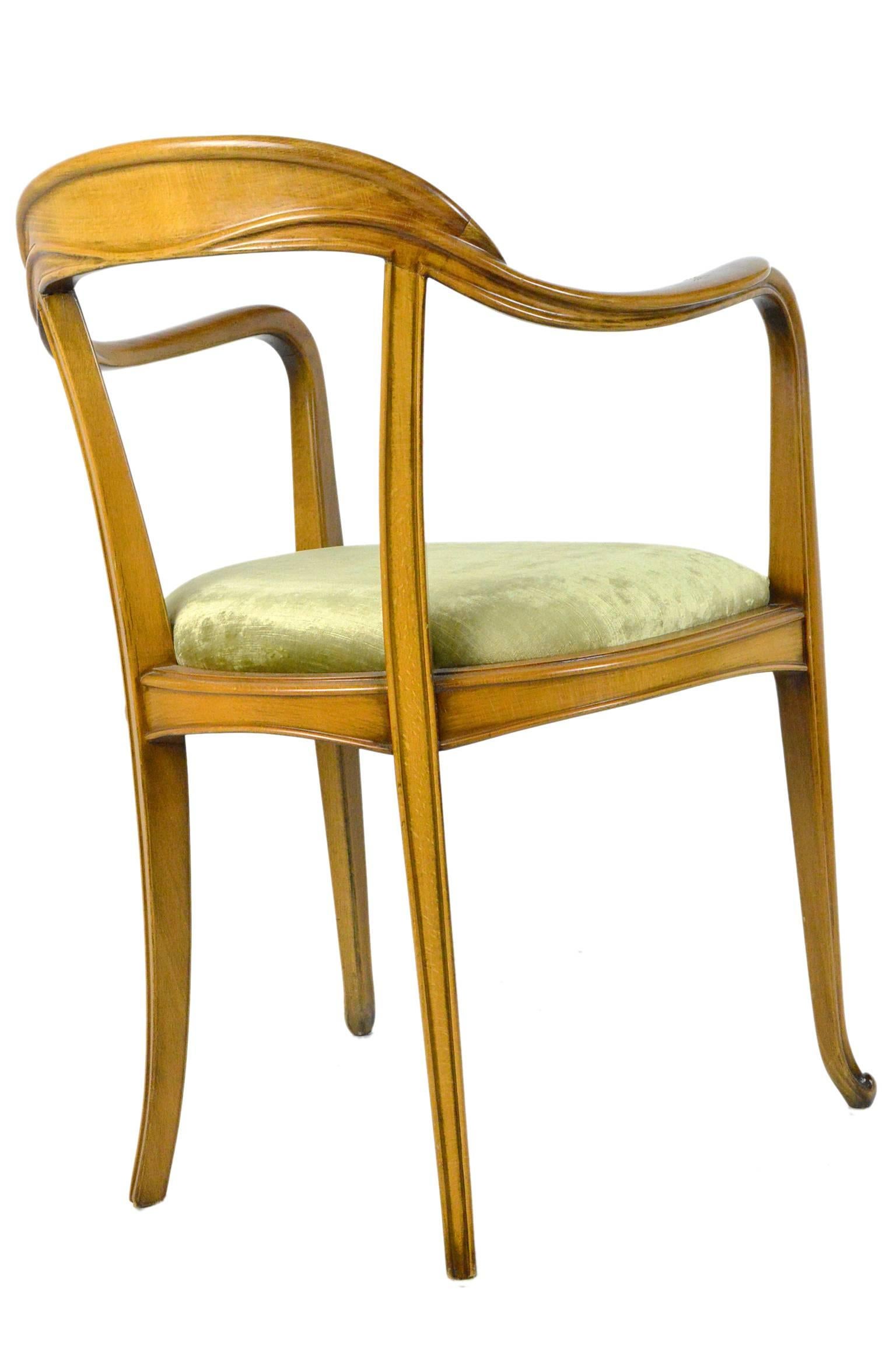 Set of Four French Art Nouveau Style Armchairs For Sale 2
