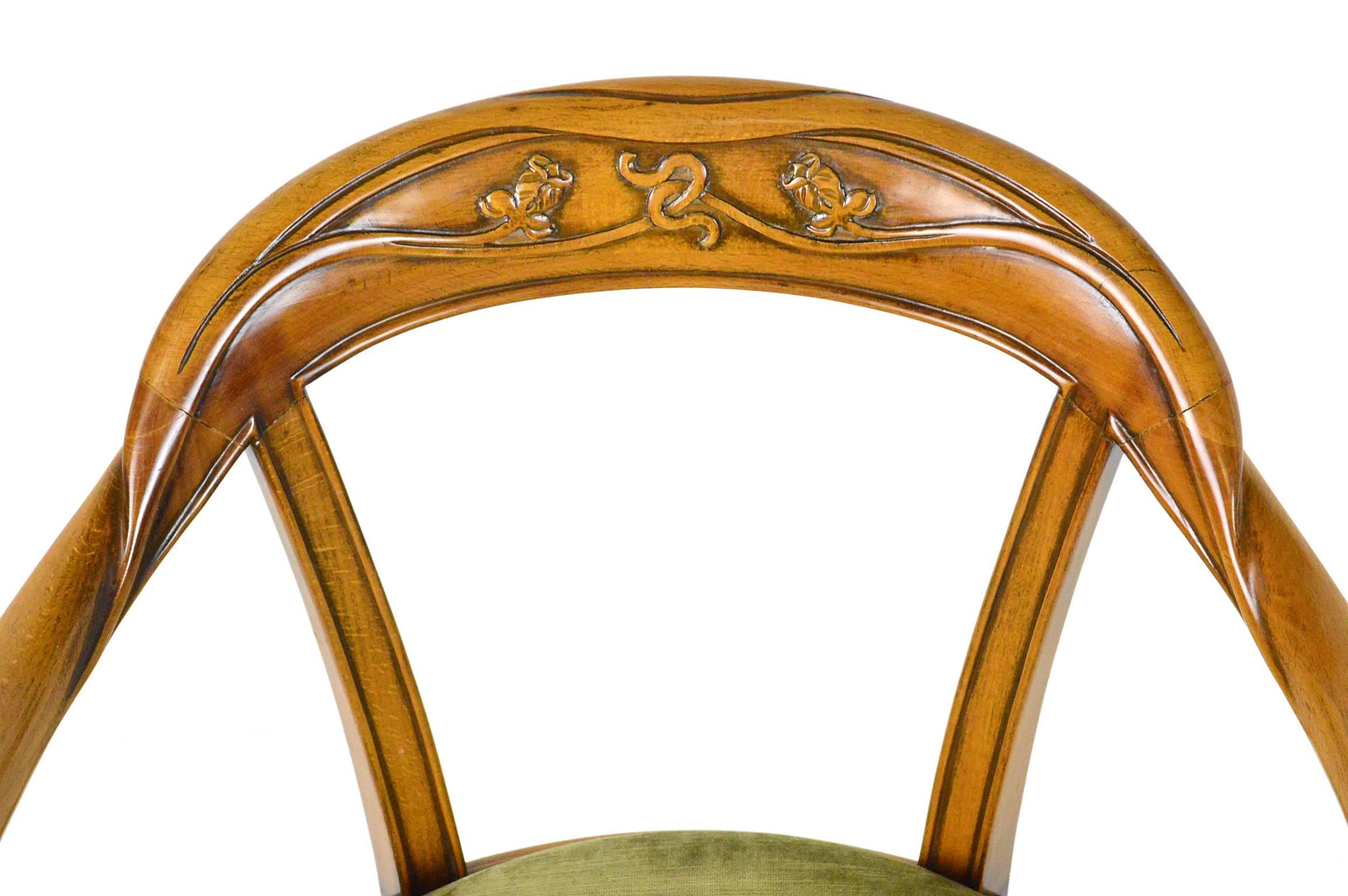 Set of Four French Art Nouveau Style Armchairs For Sale 1