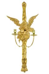 Pair of Fine English Giltwood Eagle Sconces