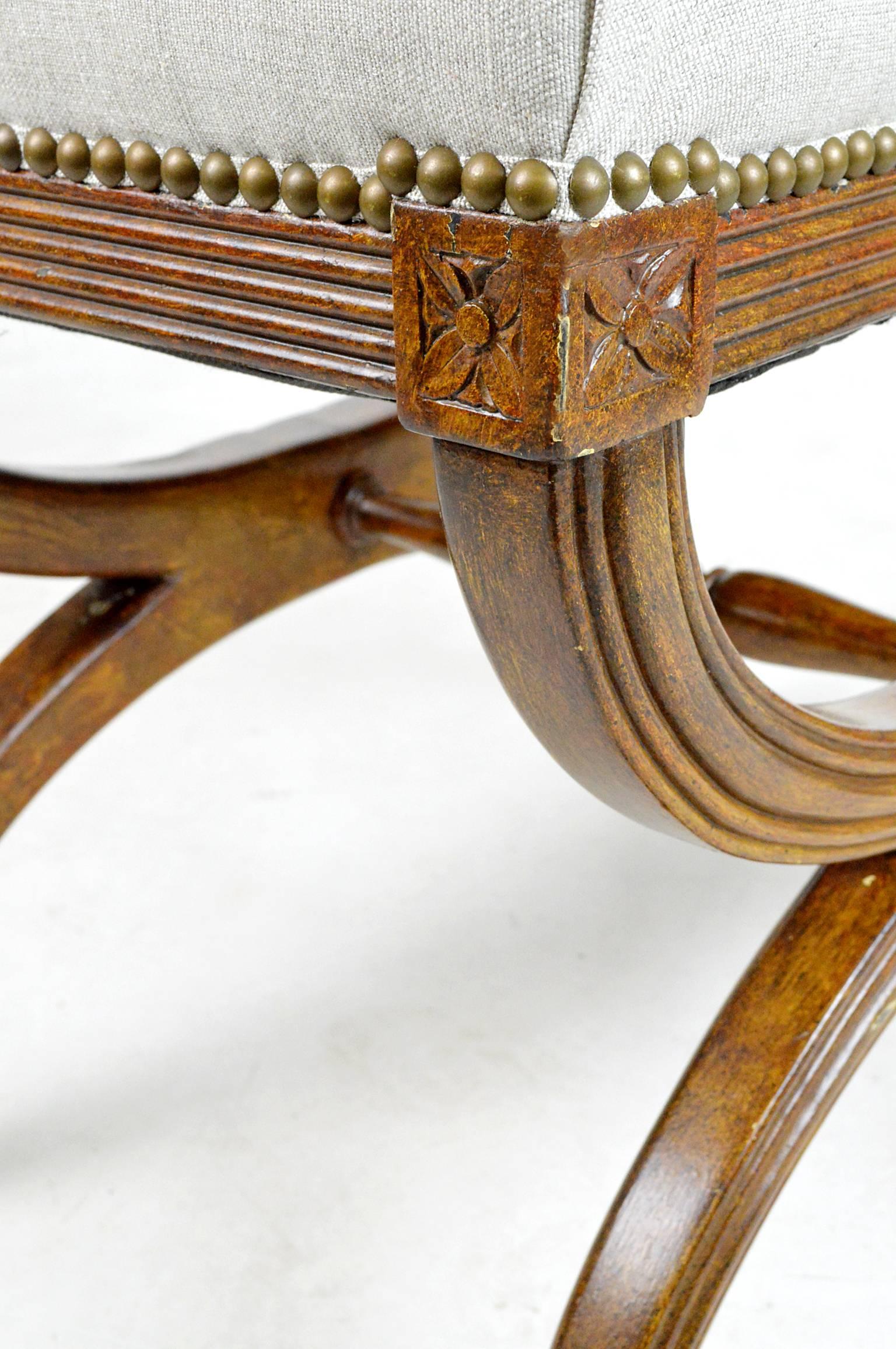 Regency Style Carved X-Stool 3