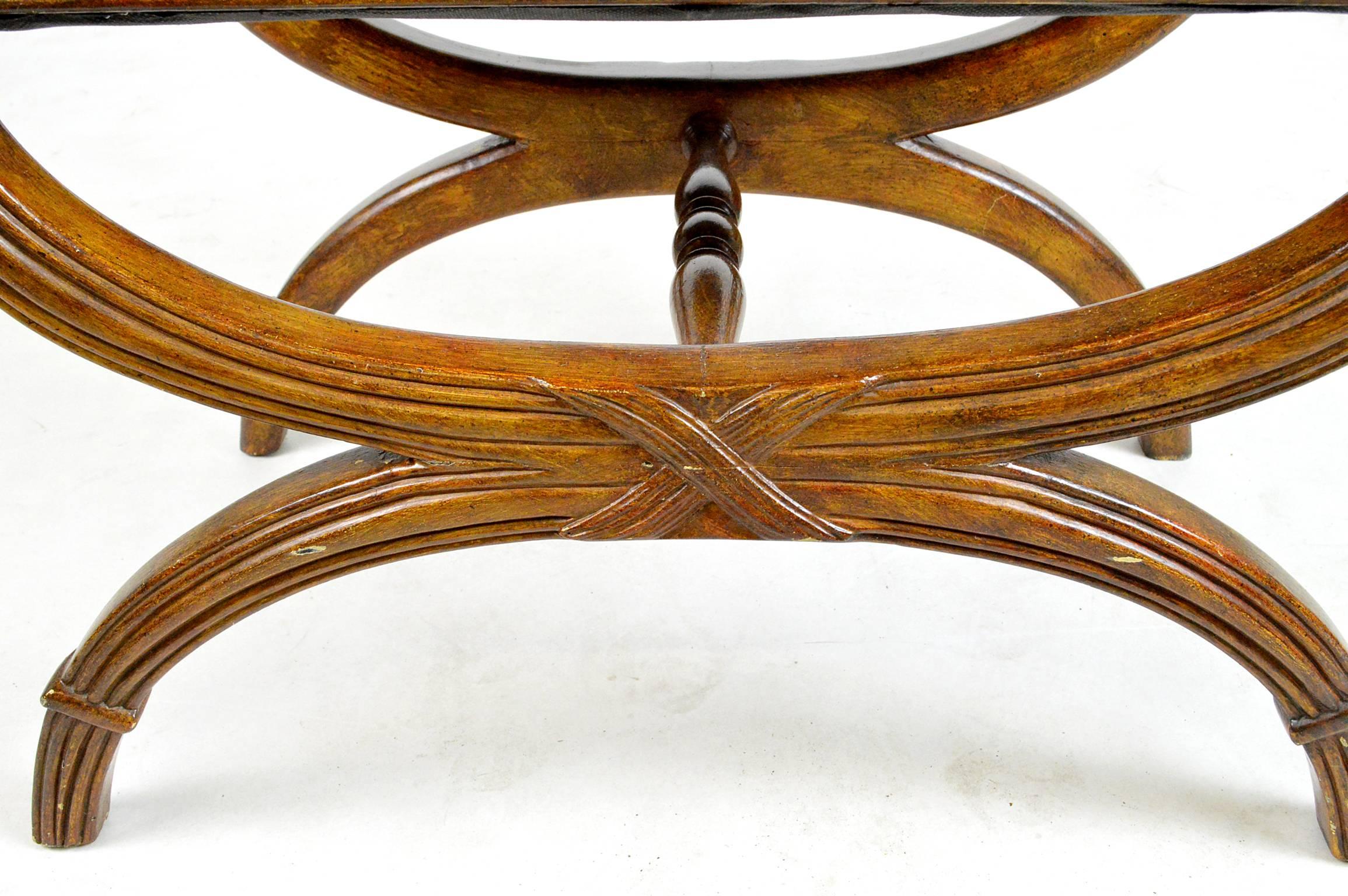 Upholstery Regency Style Carved X-Stool