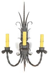 Pair of Wrought Iron Three-Light Wall Sconces
