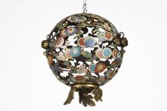 Pair of Late 19th Century French Bronze Champlevé Lanterns in the Japanese Style