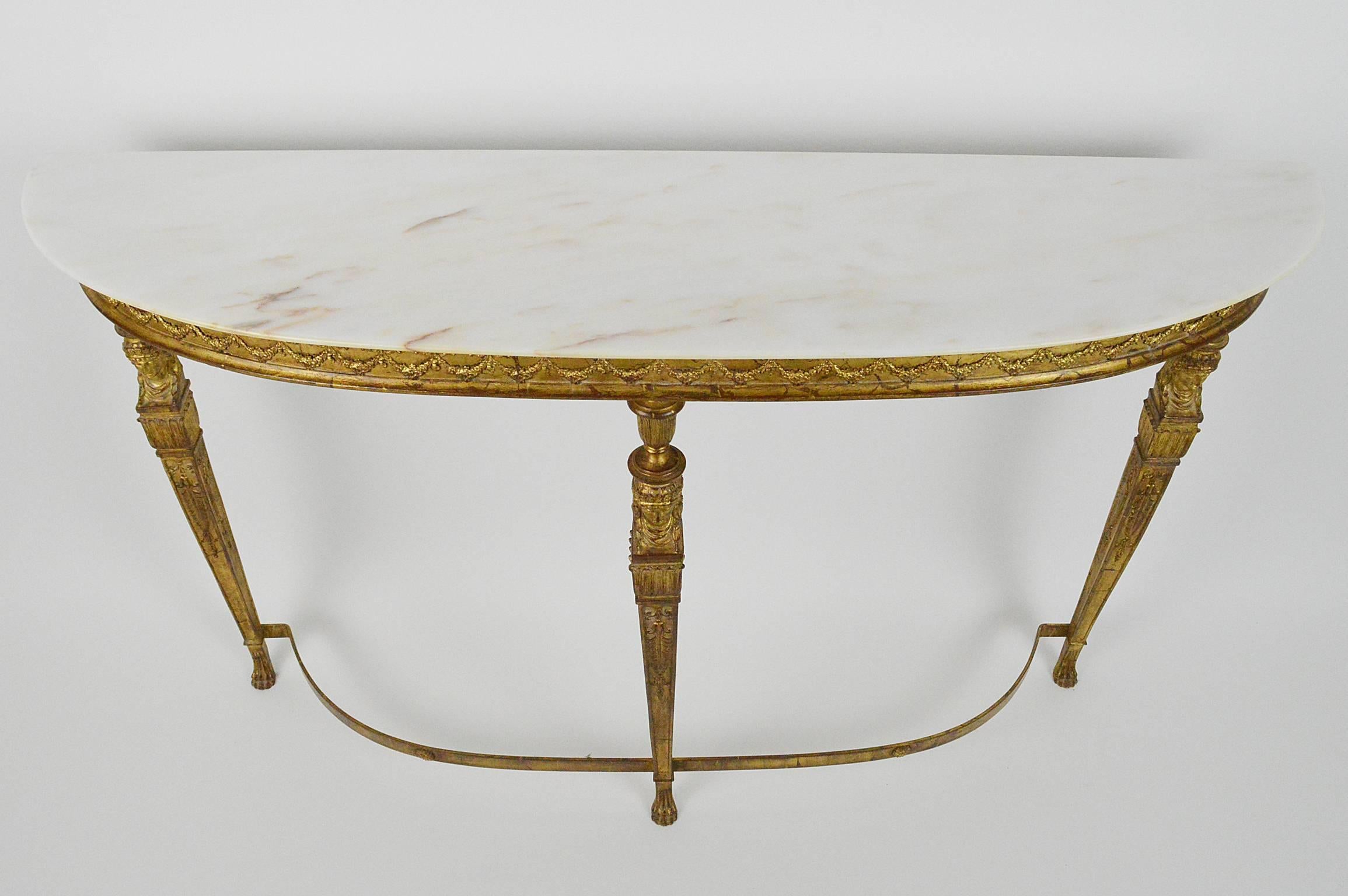 Empire style marble-top and gilt bronze console table.