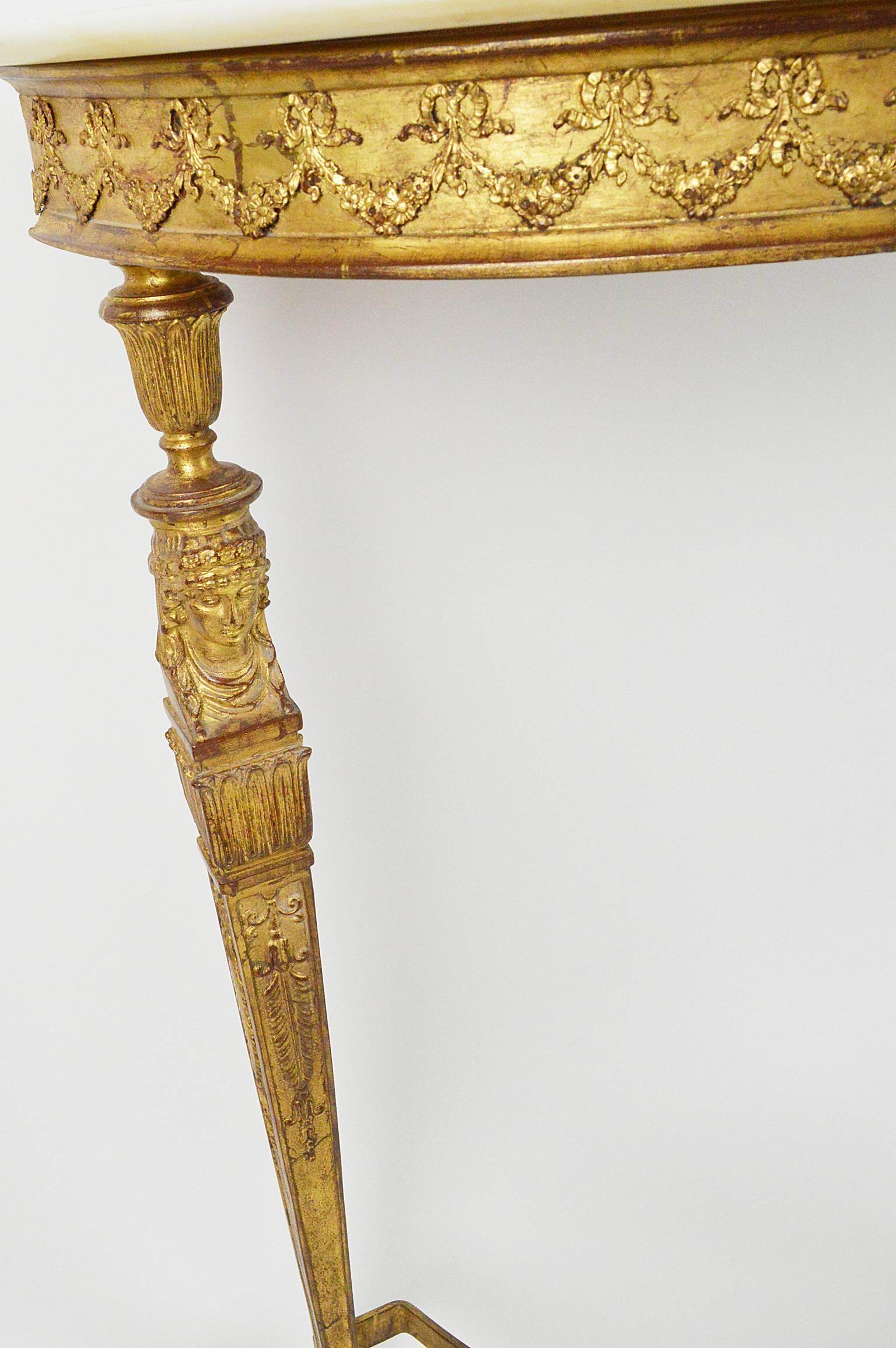 European Empire Style Marble-Top and Gilt Bronze Console