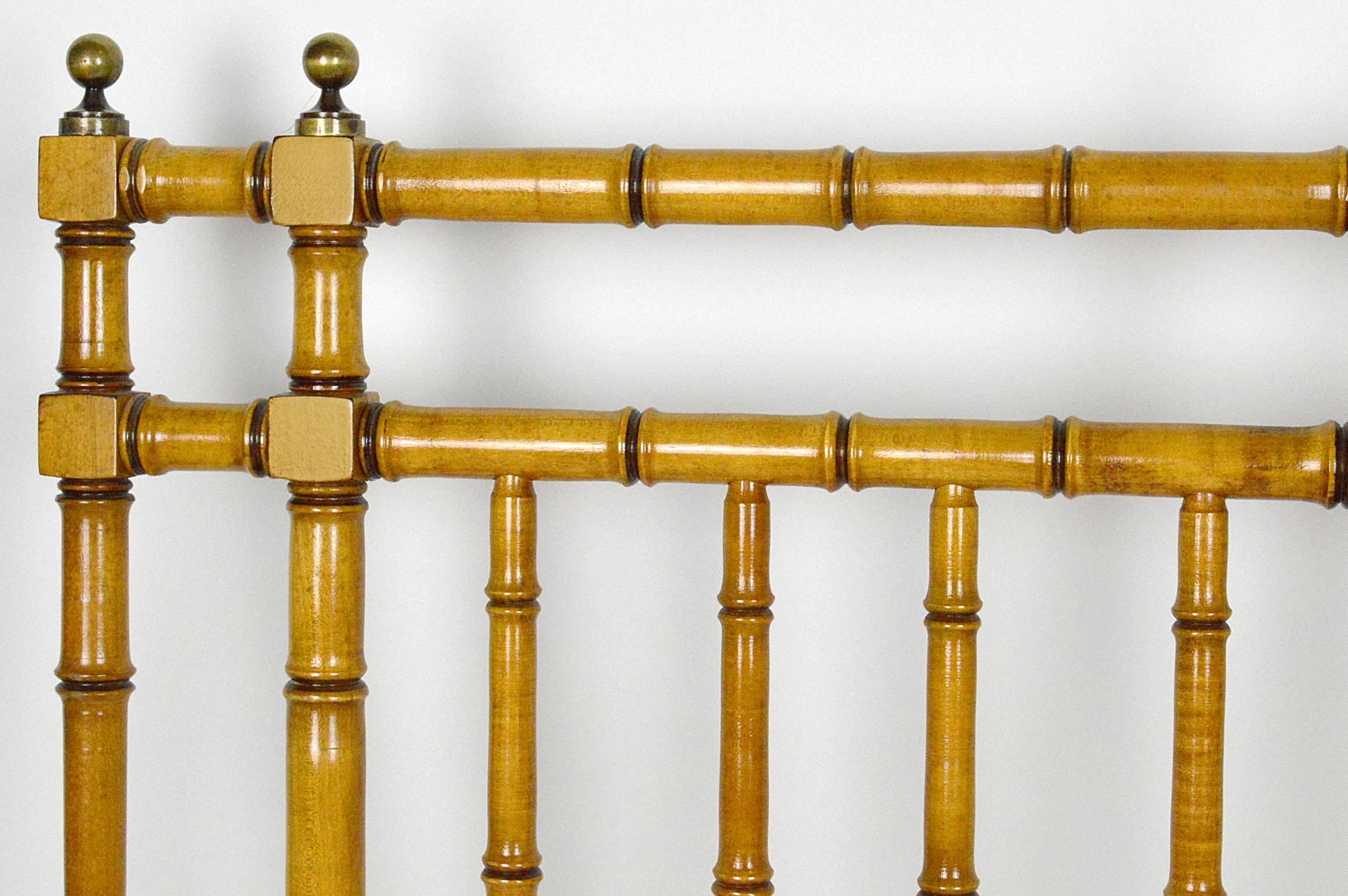 Lacquered Faux Bamboo Headboard For Sale