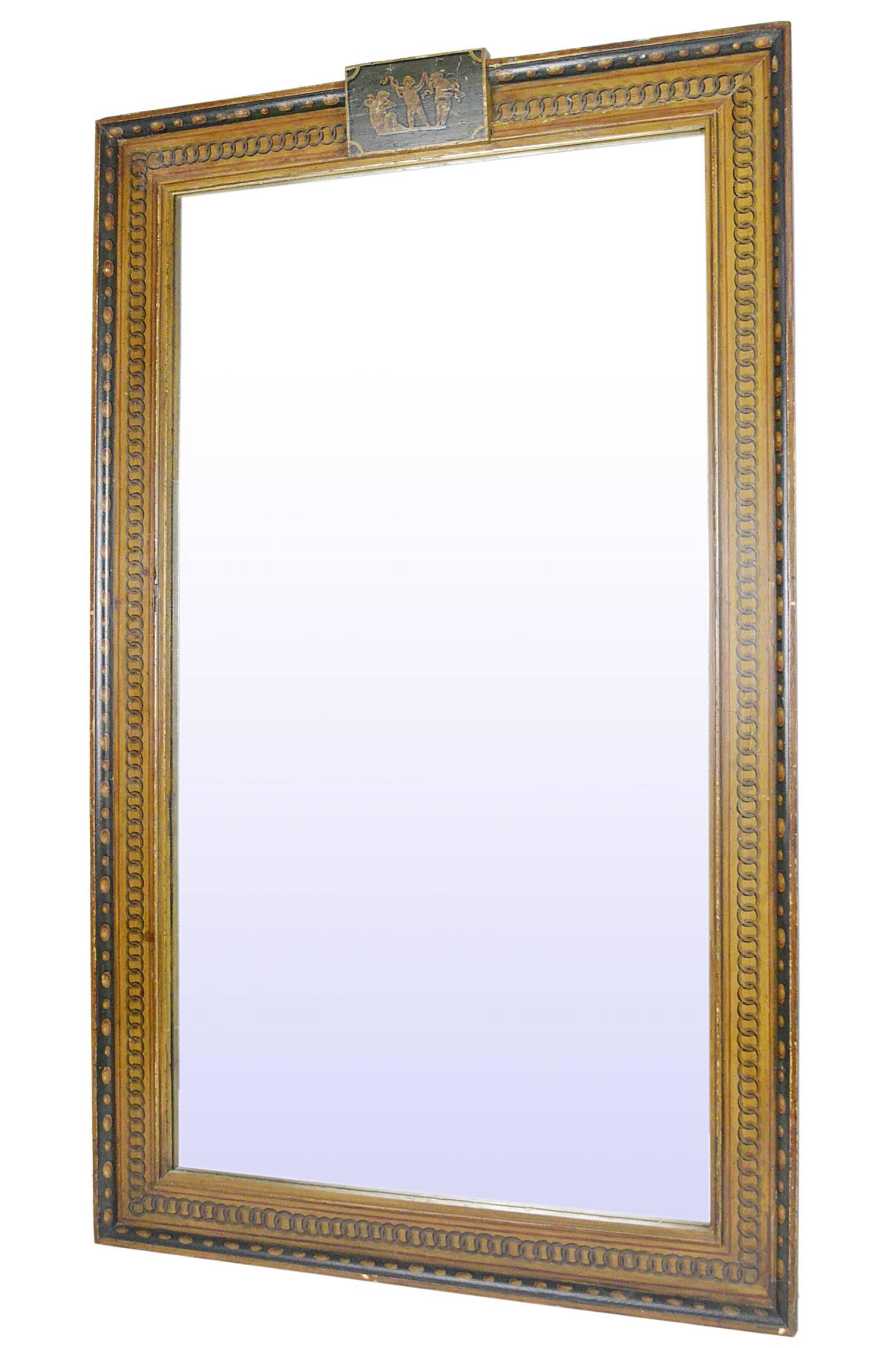 19th century large-scale Italian neoclassical style painted mirror.