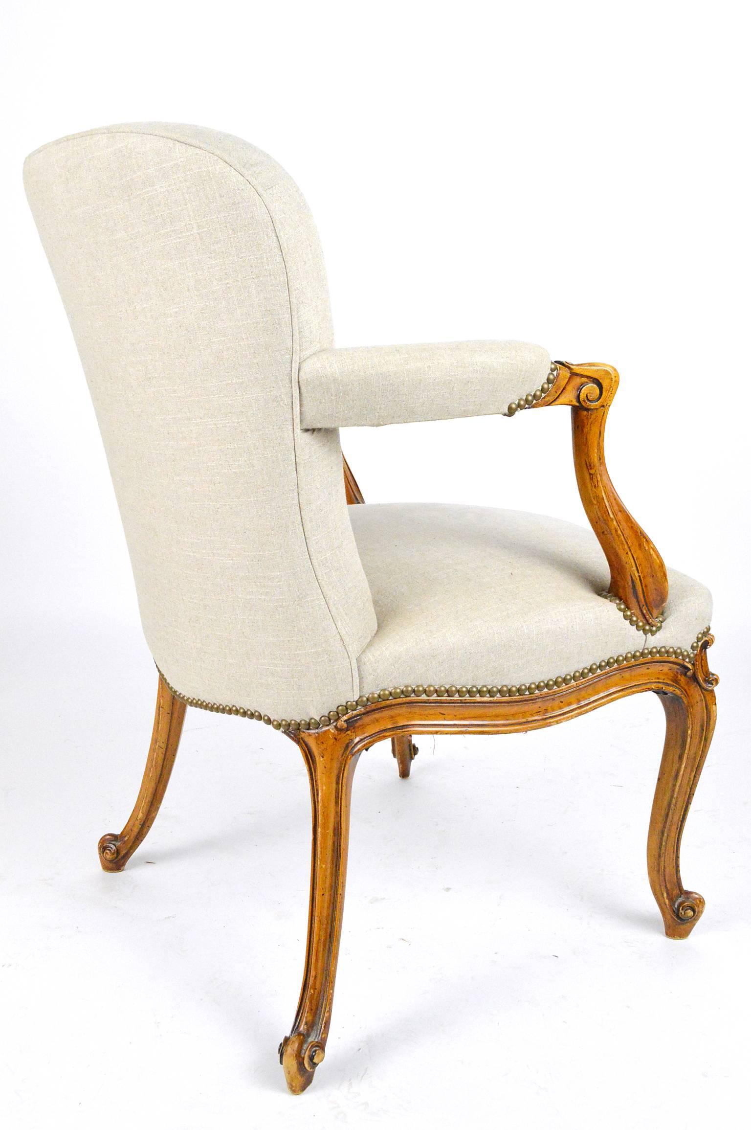 19th Century French Regency Style Carved Open Armchair In Good Condition For Sale In Atlanta, GA