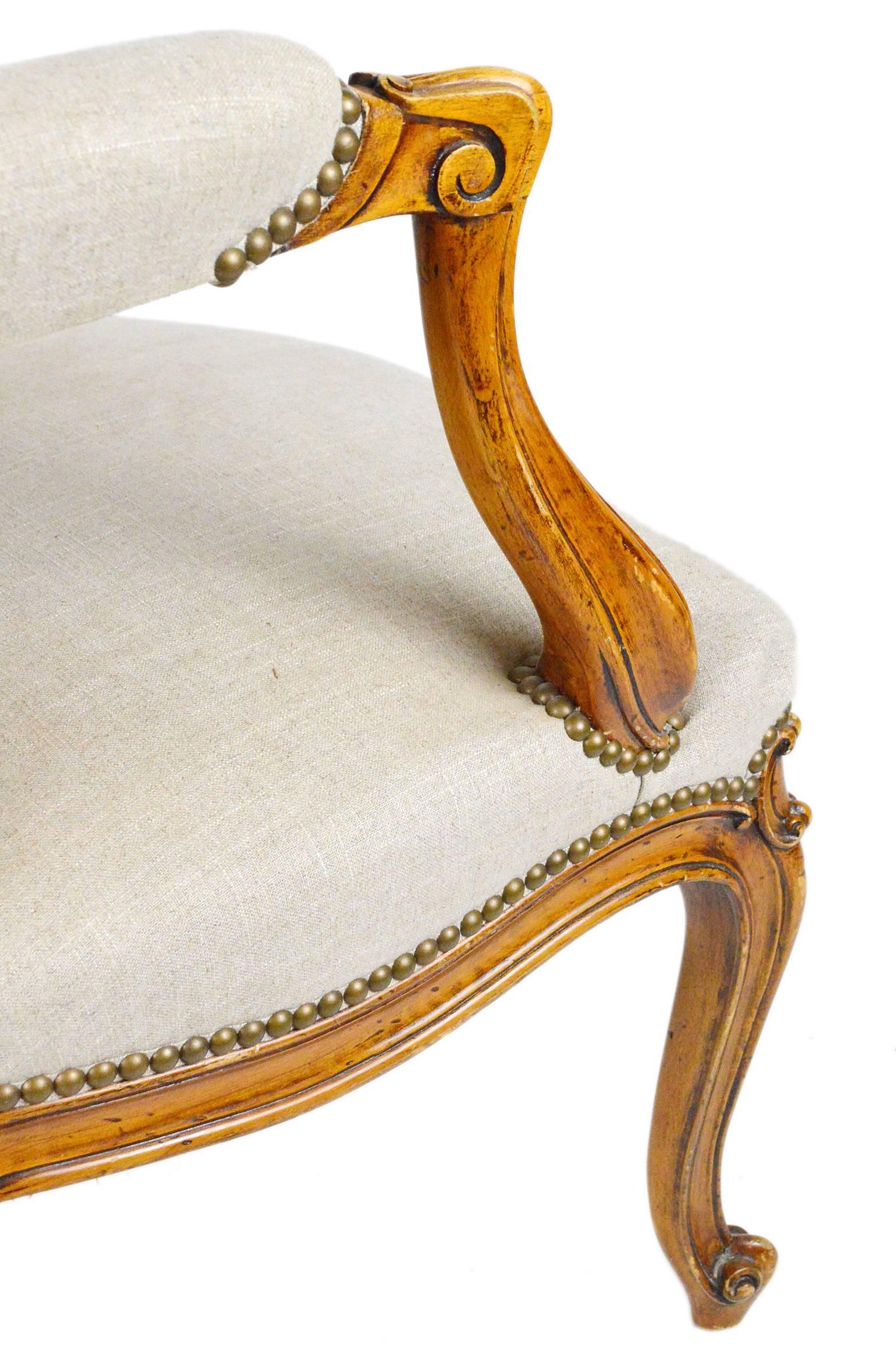 19th Century French Regency Style Carved Open Armchair For Sale 1