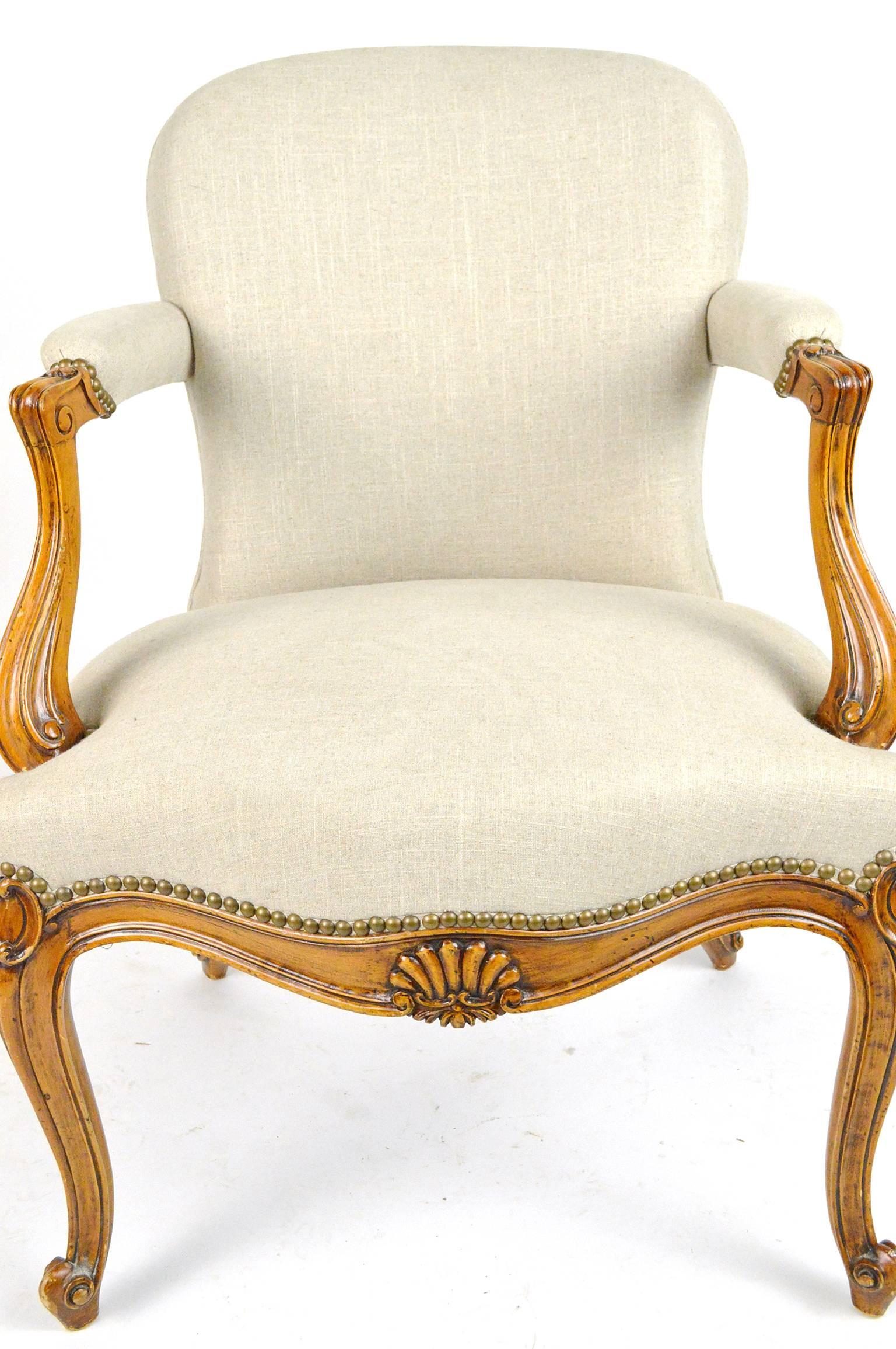19th Century French Regency Style Carved Open Armchair For Sale 2