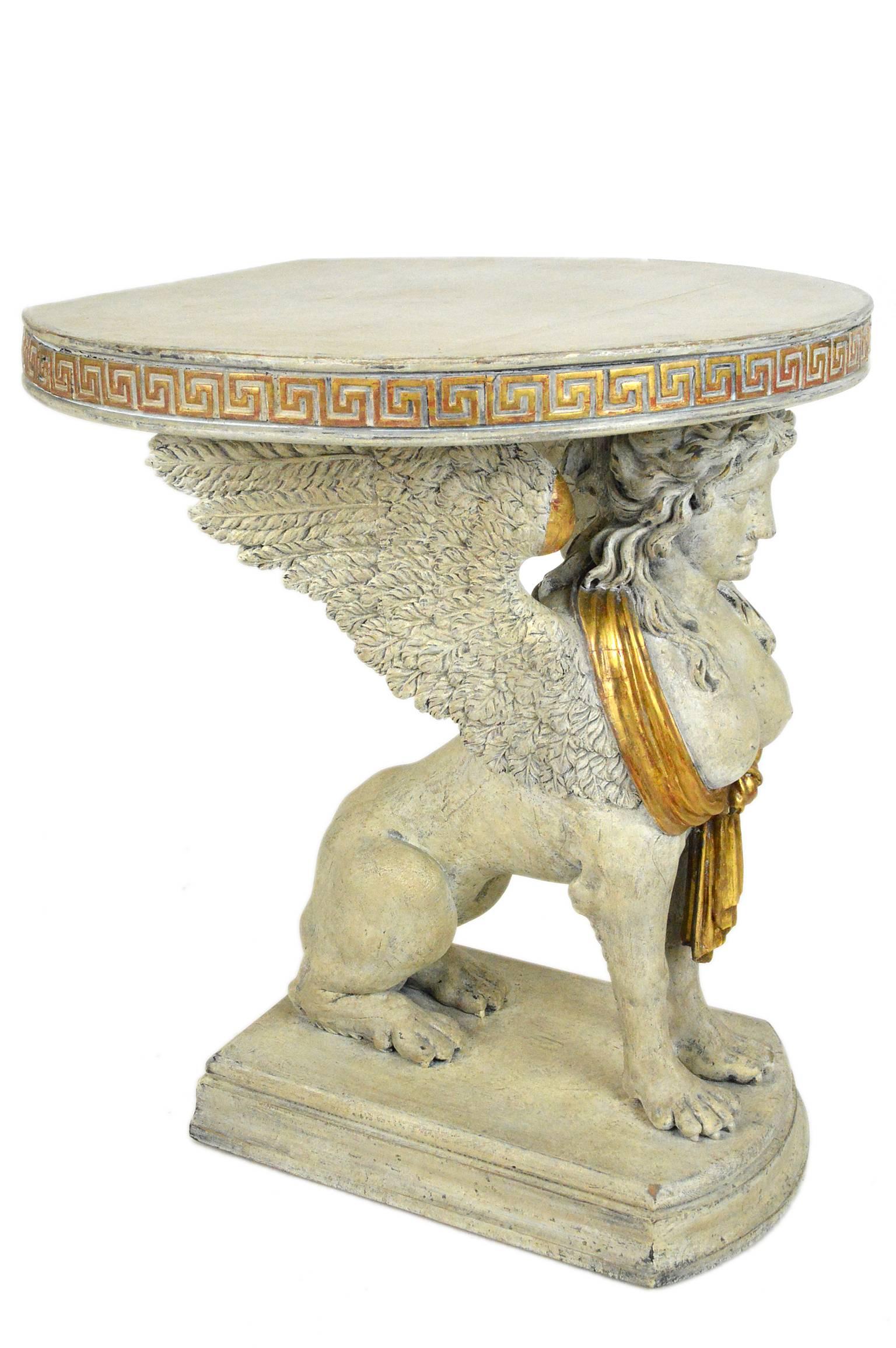 19th century French neoclassical style side table with painted and giltwood finish.
