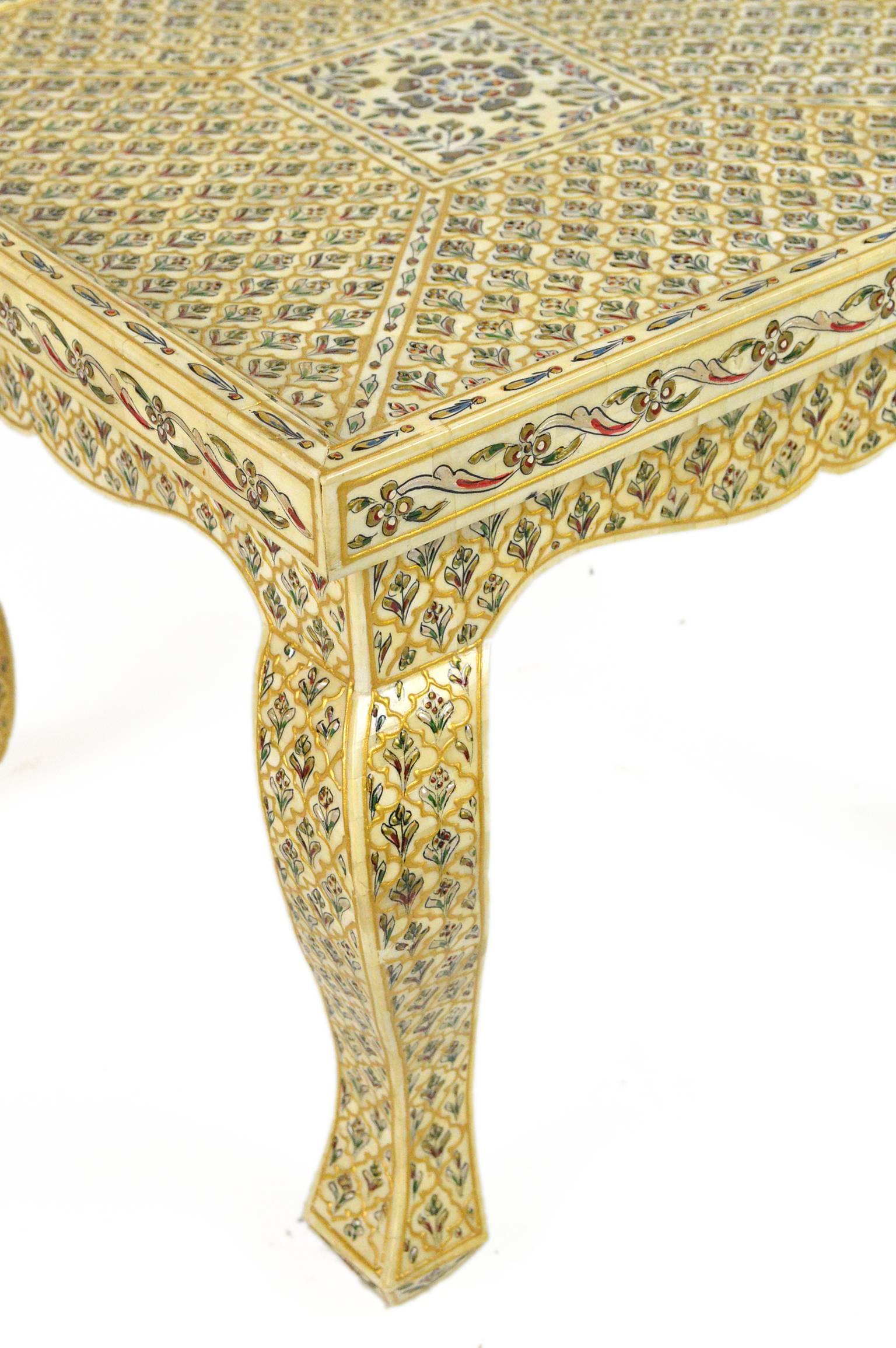 20th Century Pair of Bone Inlay Moroccan Style End Tables For Sale