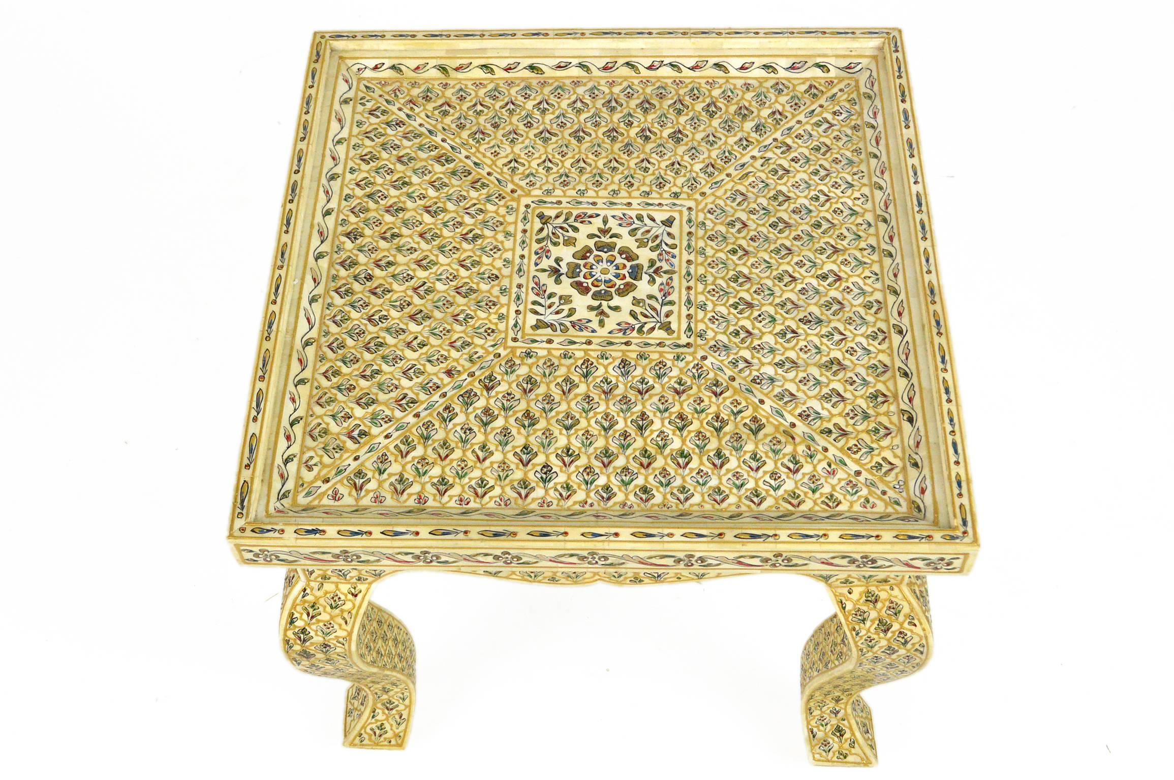 Pair of Bone Inlay Moroccan Style End Tables For Sale 1