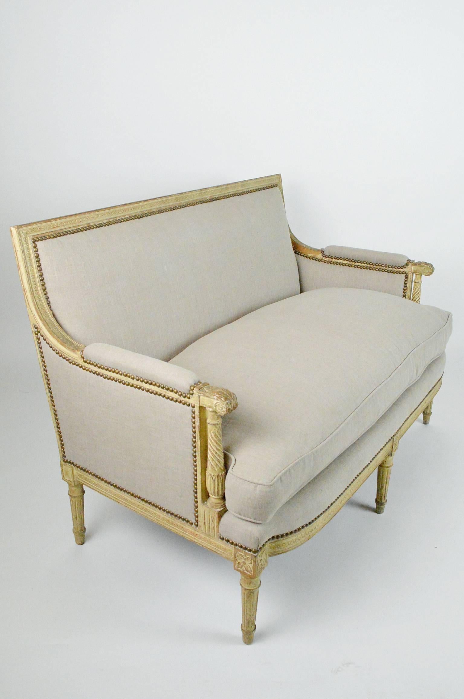 Upholstery Louis XVI Style French Settee For Sale