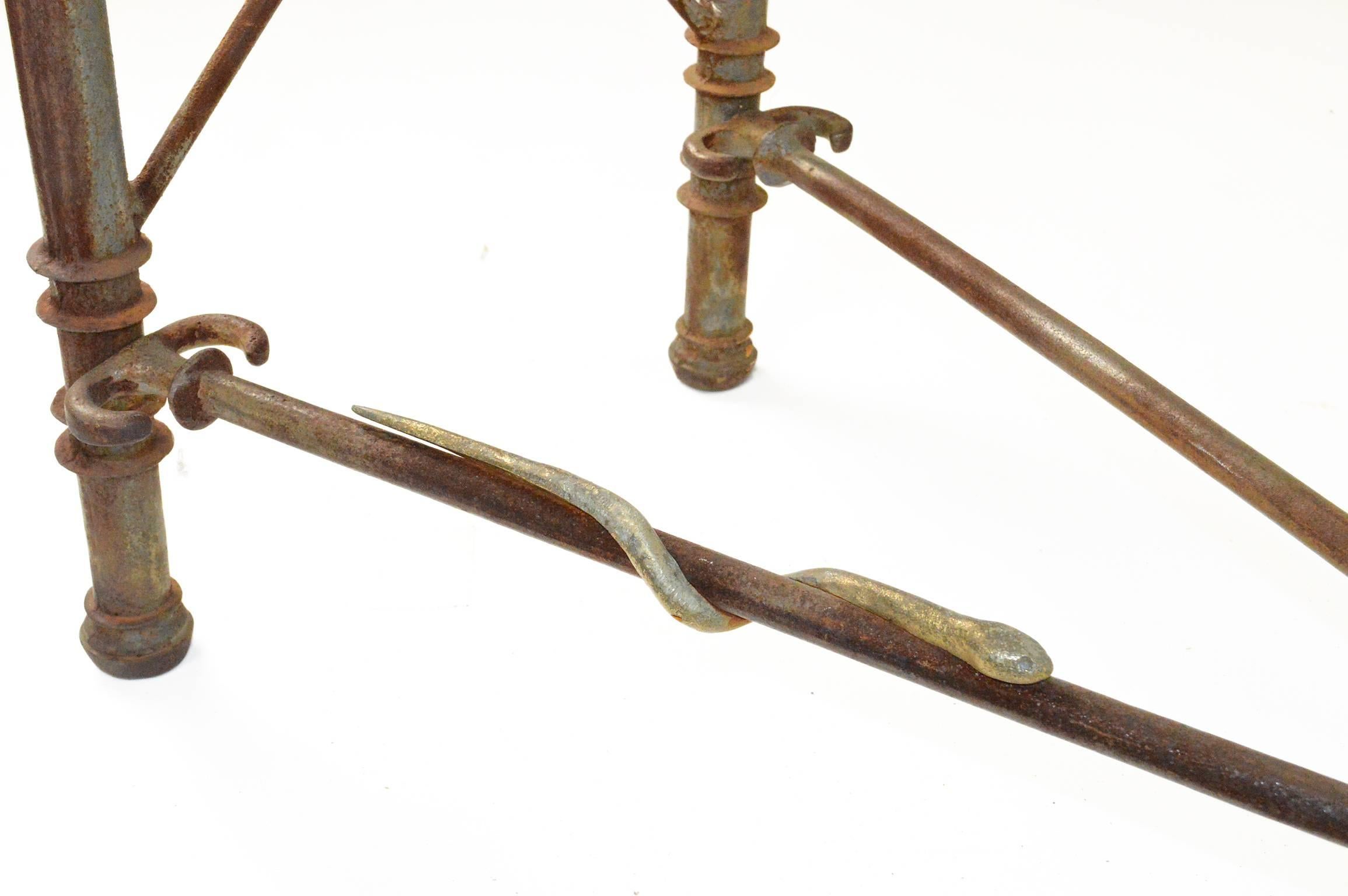 Giacometti Inspired Iron and Brass Console Table For Sale 1