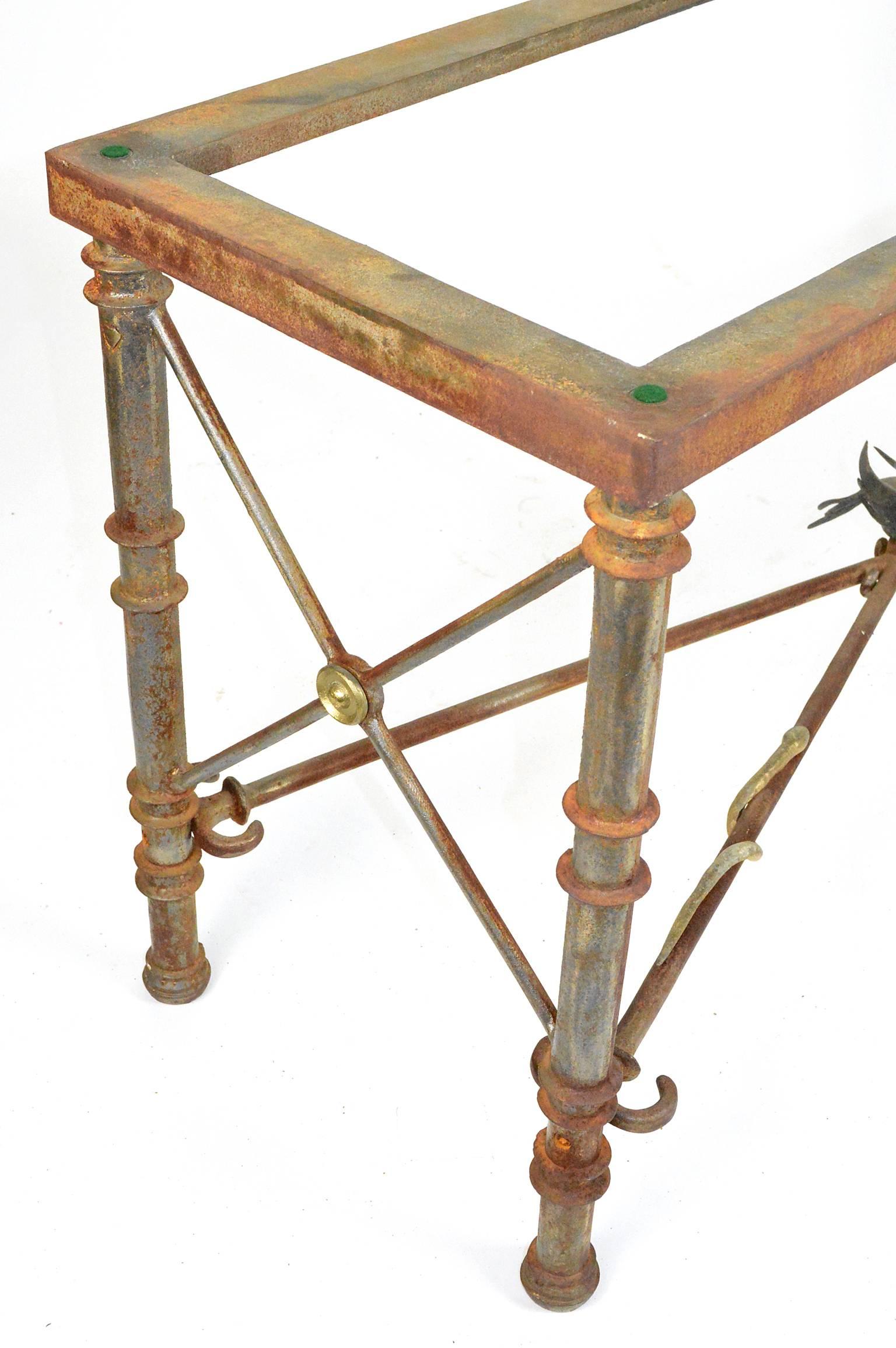 Giacometti Inspired Iron and Brass Console Table For Sale 4