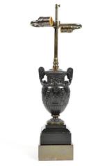 Pair of Bronze Classical Urns Mounted as Lamps